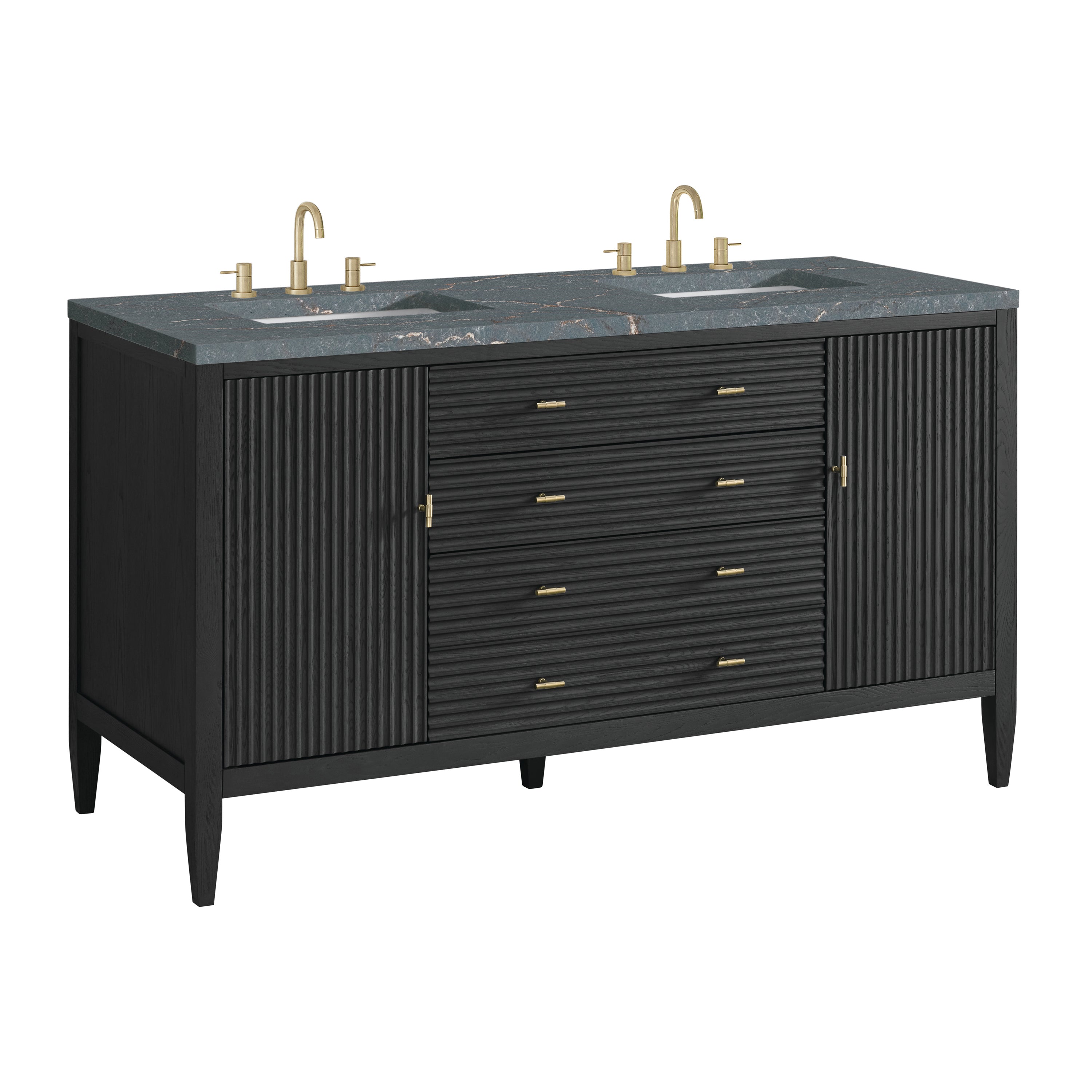 James Martin Myrrin 60" Double Vanity in Carbon Oak with 3cm Countertop