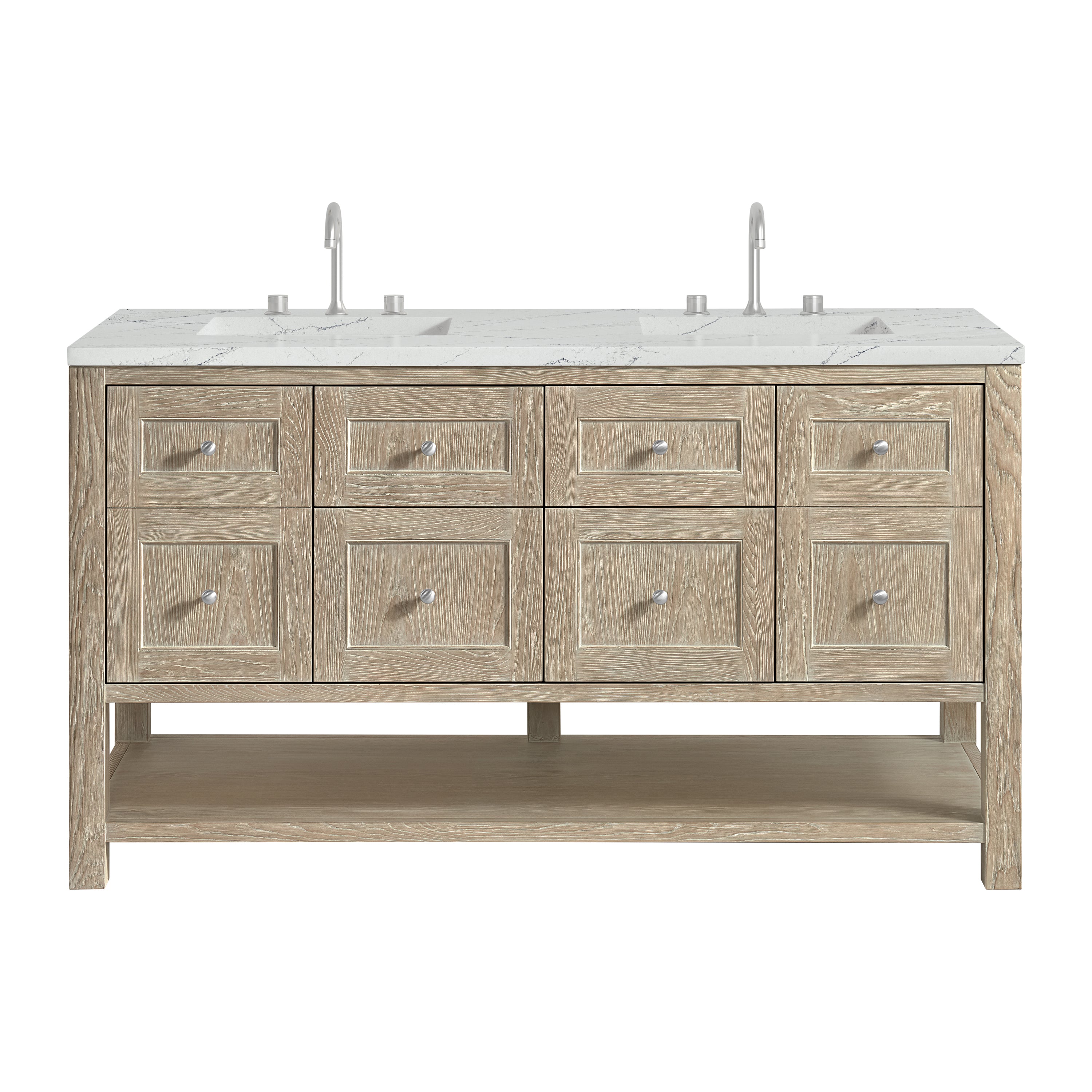 James Martin Breckenridge 60" Double Vanity in Whitewashed Oak with 3cm Countertop