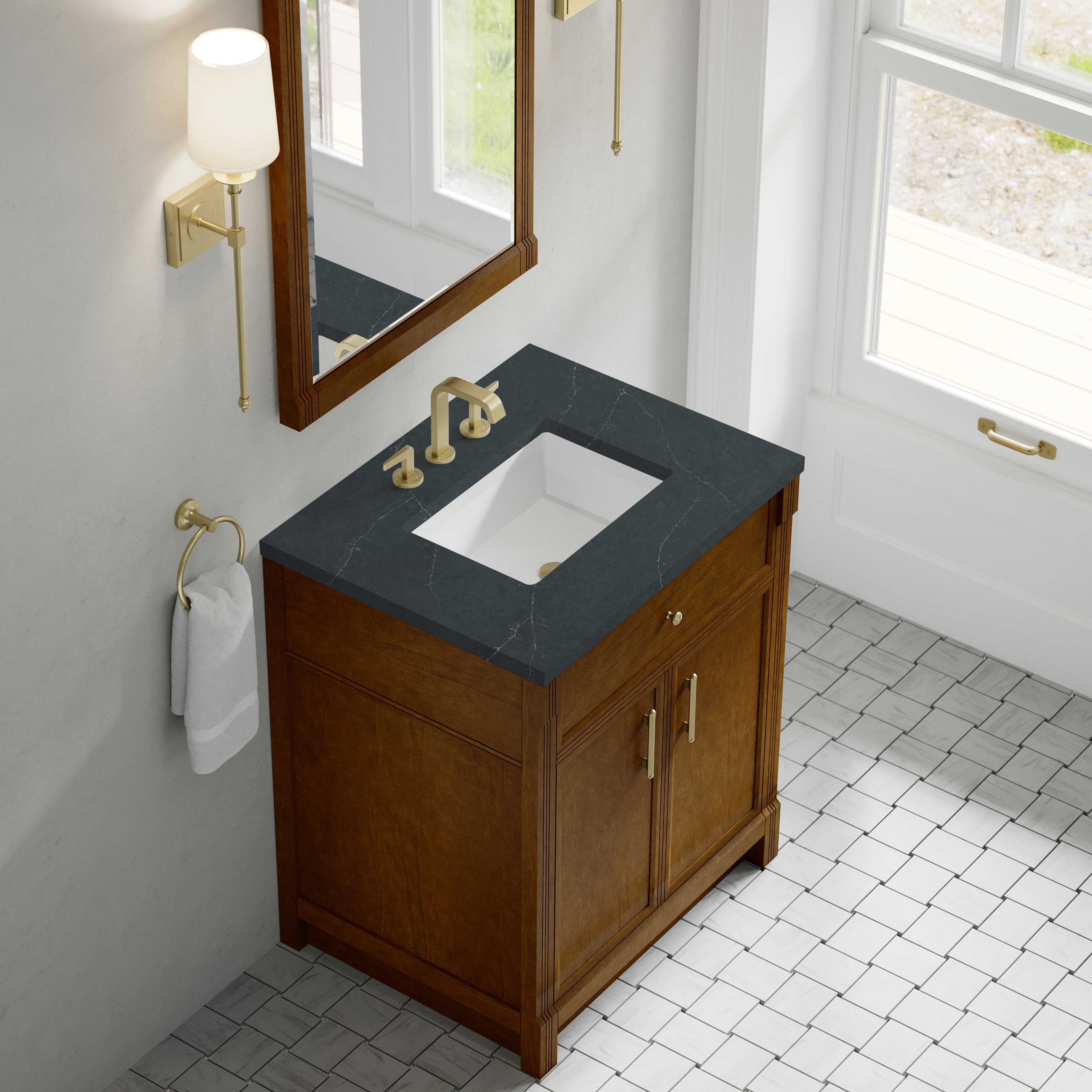 James Martin Bellshire 30" Single Vanity in Honey Oak with 3cm Countertop
