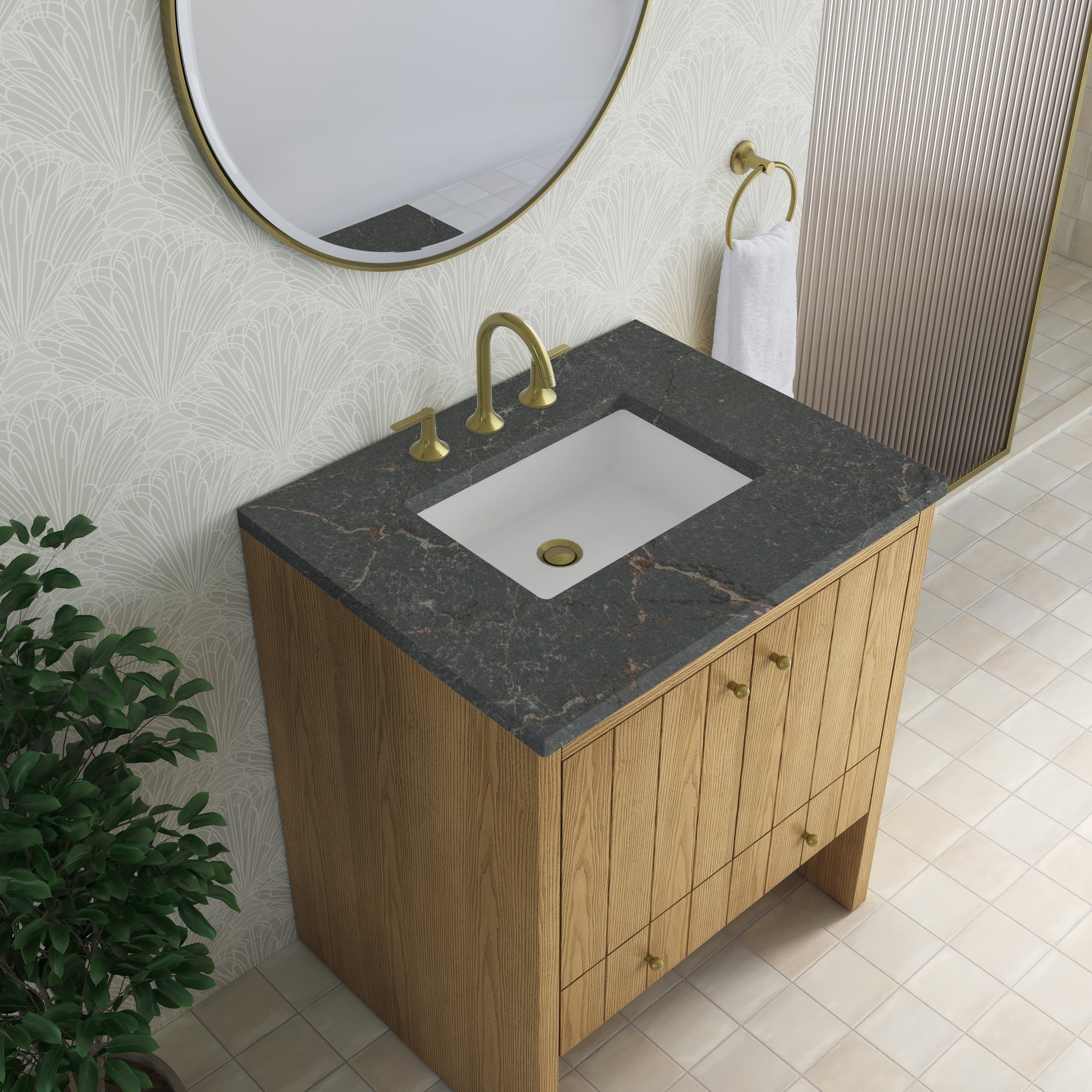 James Martin Hudson 30" Single Vanity in Light Natural Oak with 3cm Countertop
