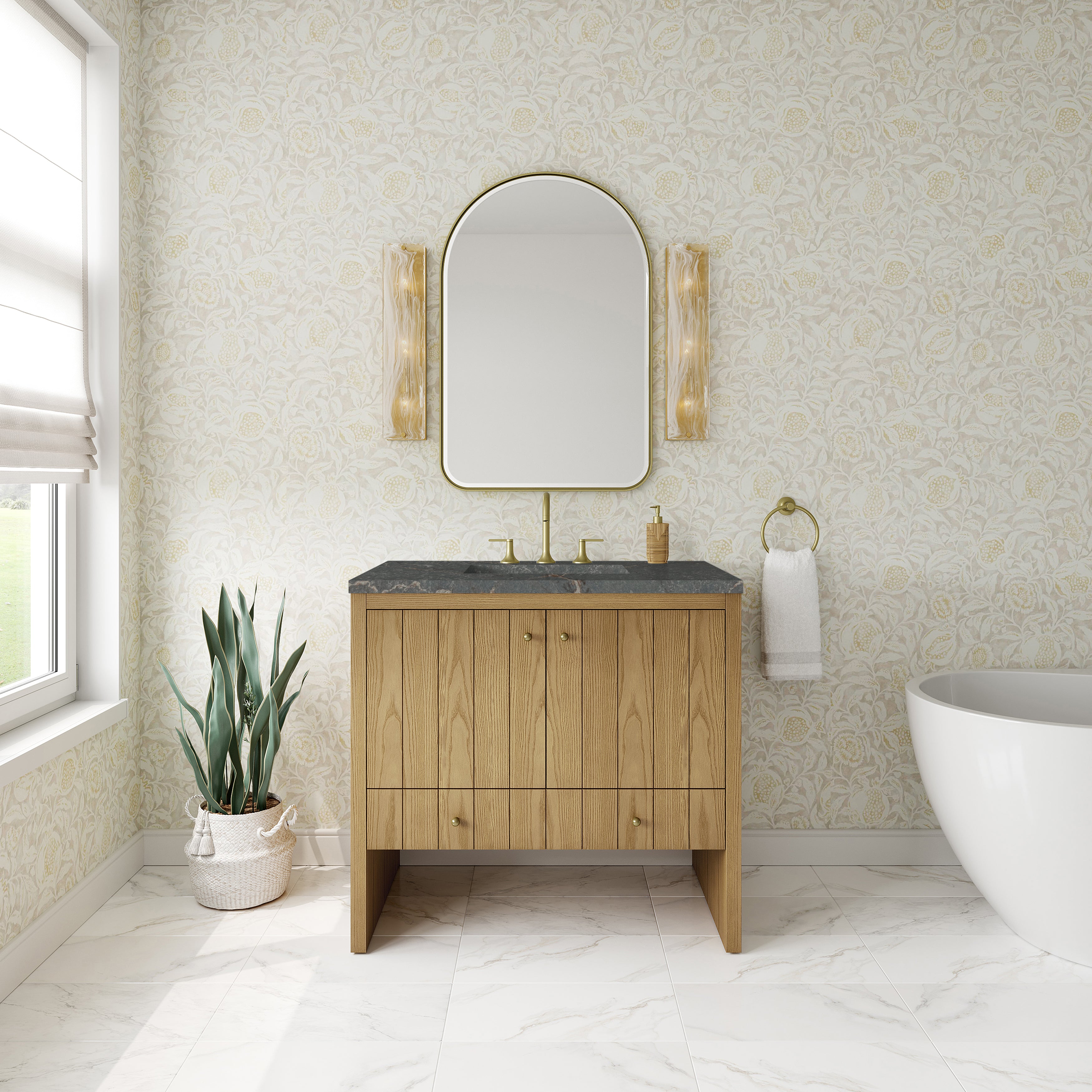 James Martin Hudson 36" Single Vanity in Light Natural Oak with 3cm Countertop
