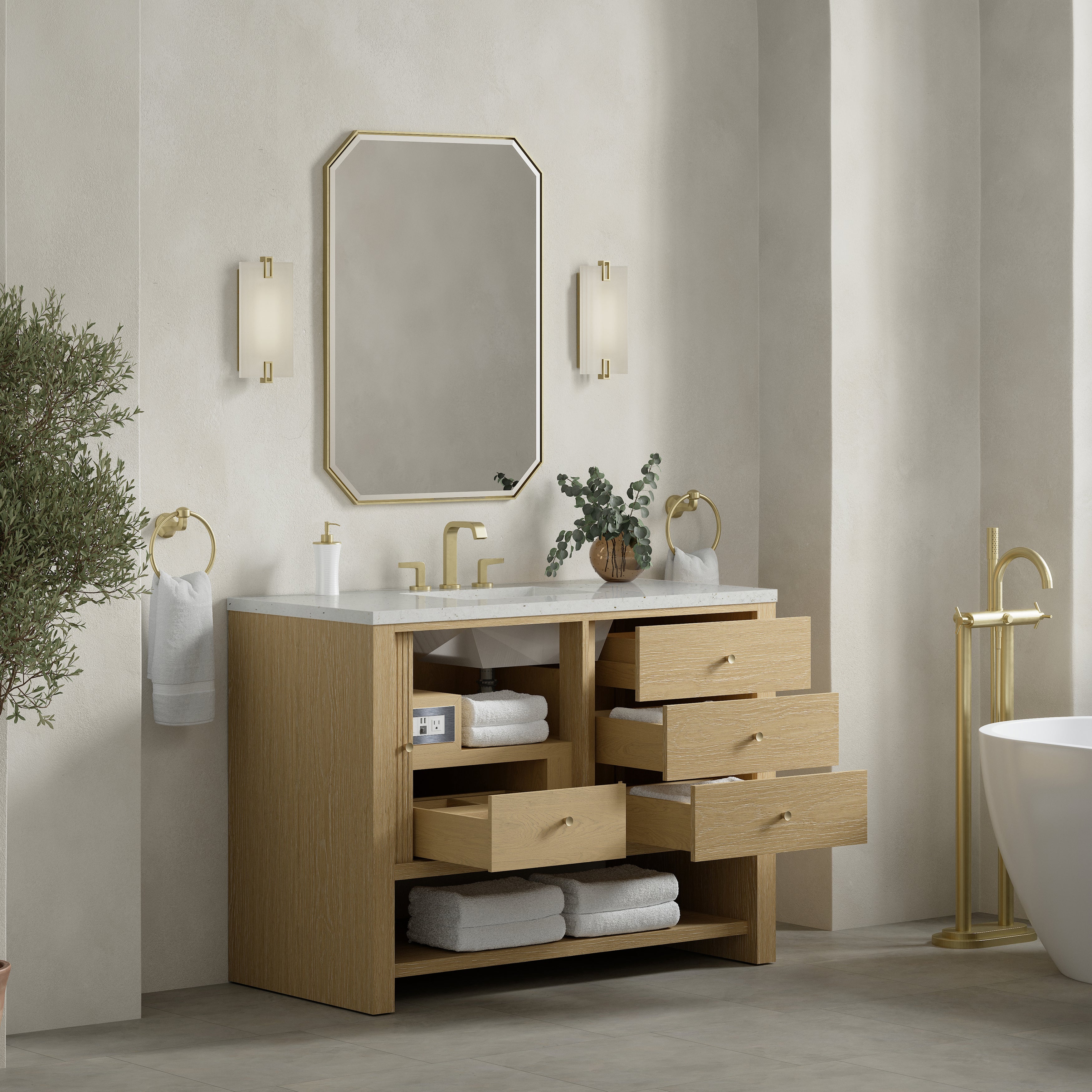 James Martin Marigot 48" Single Vanity in Sunwashed Oak with 3cm Countertop
