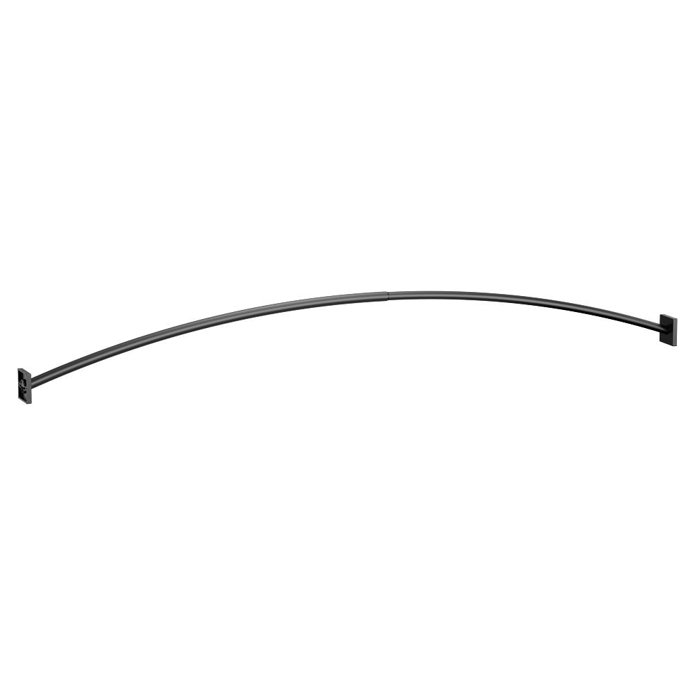 Matte black adjustable curved shower rod