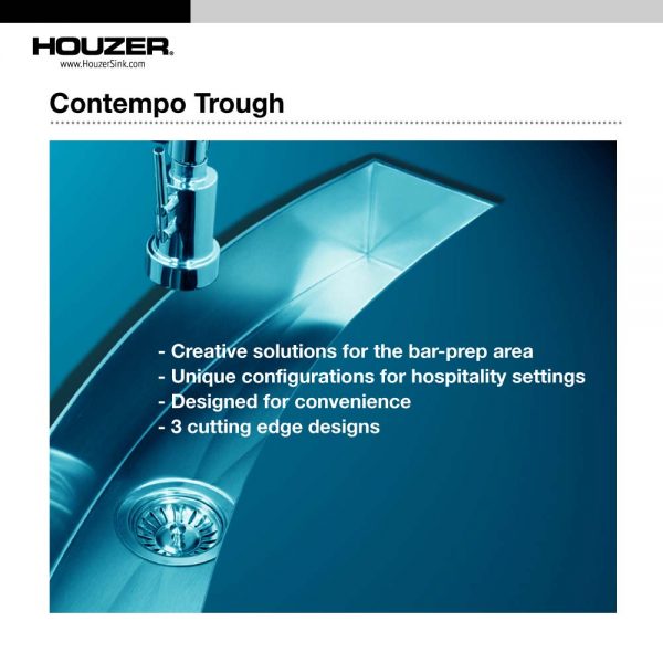 Houzer Contempo Trough 32" Stainless Steel Undermount Single Bowl Bar Sink with Strainer & Grid