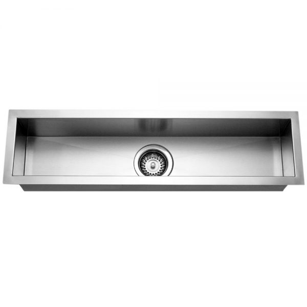 Houzer Contempo Trough 32" Stainless Steel Undermount Single Bowl Bar Sink with Strainer & Grid