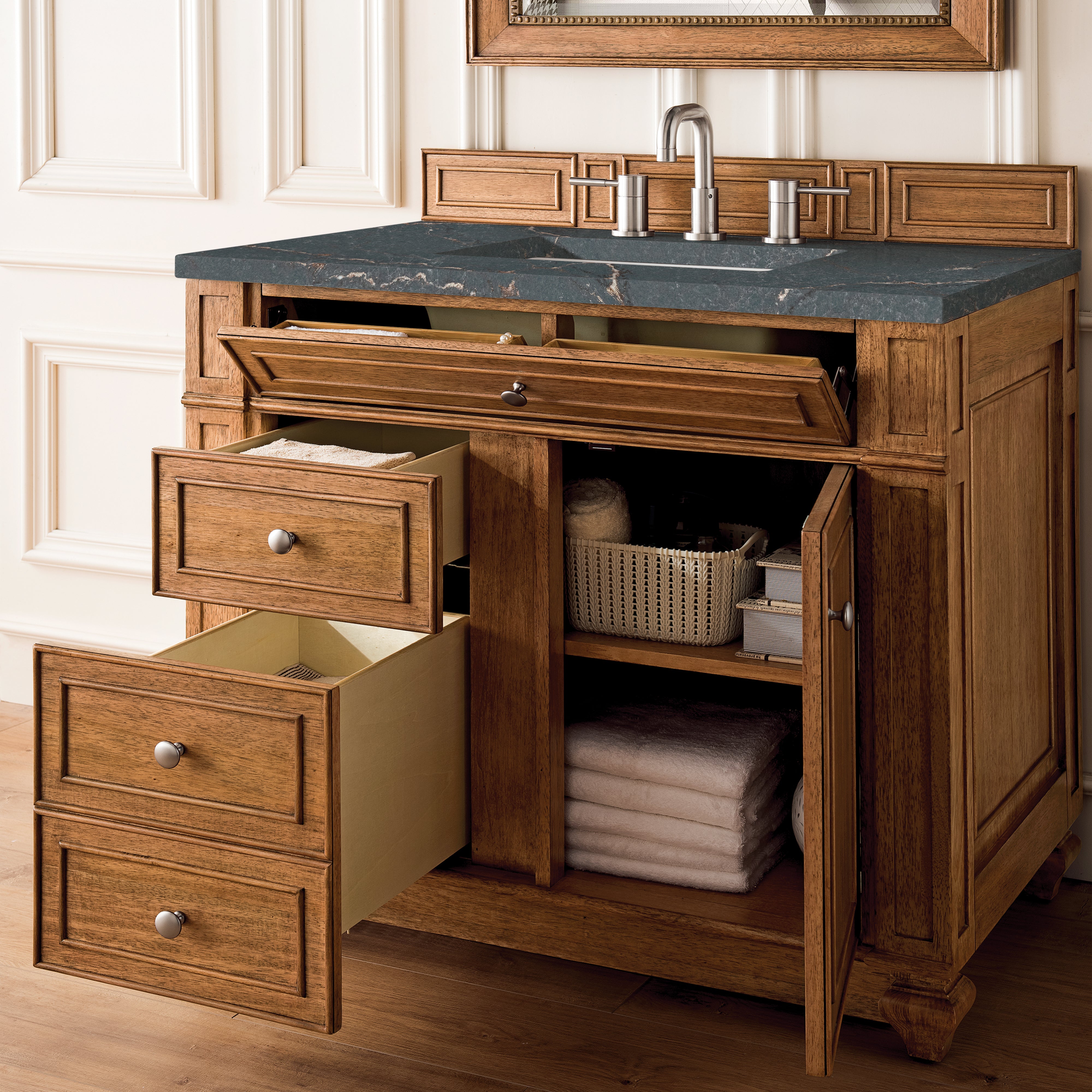 James Martin Bristol 36" Single Vanity in Saddle Brown with 3cm Countertop