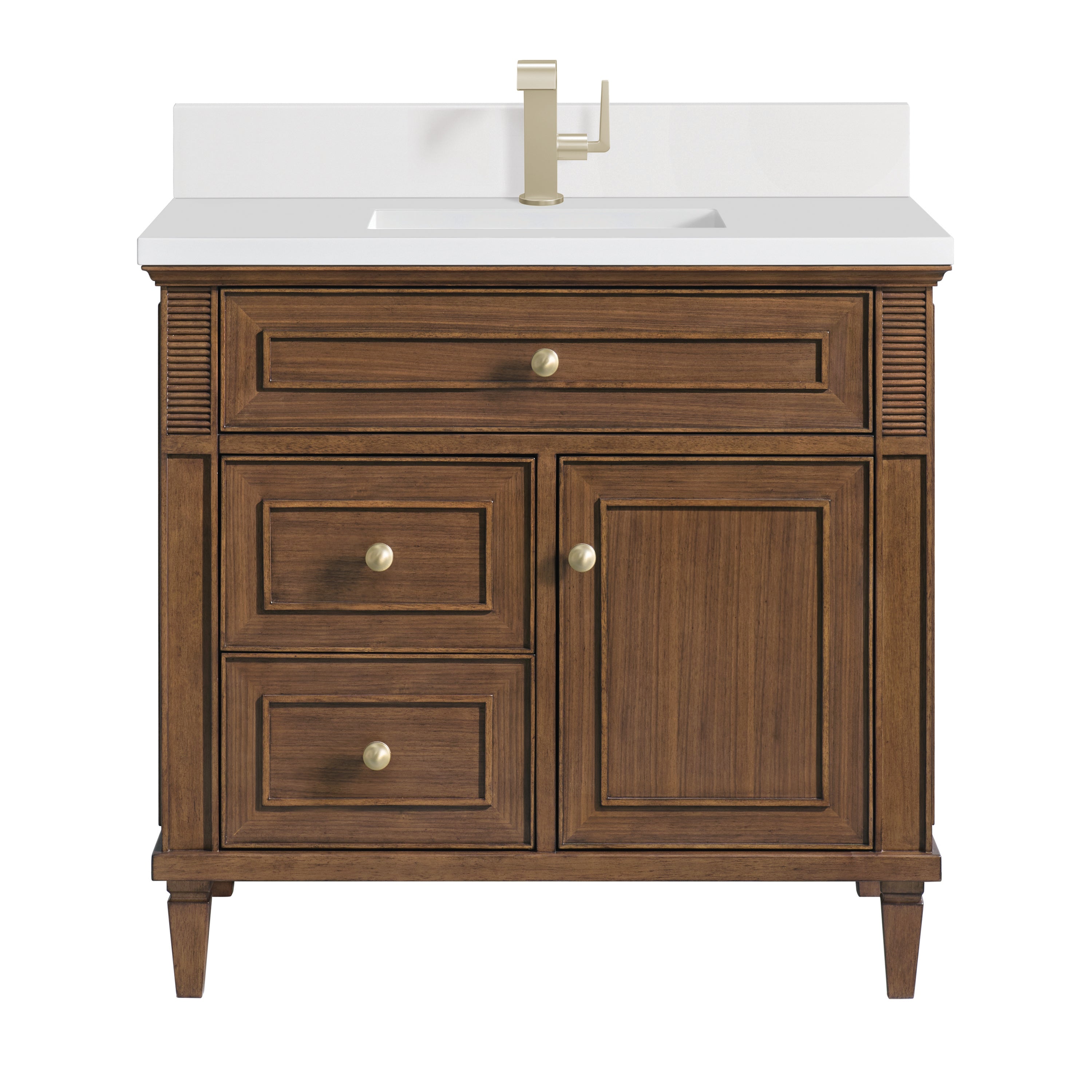 James Martin Lorelai 36" Single Vanity in Mid-Century Walnut with 3cm Countertop