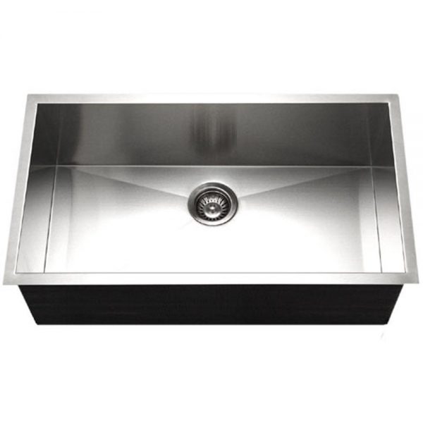 Houzer Contempo 32" Stainless Steel Undermount Single Bowl Kitchen Sink with Strainer & Grid