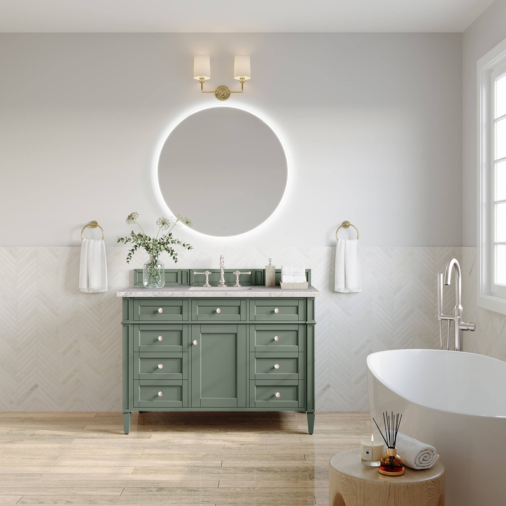 James Martin Brittany 48" Single Vanity in Smokey Celadon with 3cm Countertop