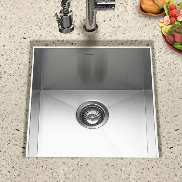 Houzer Contempo 17 inch Stainless Steel Undermount Single Bowl Bar Sink with Strainer & Grid - CTR-1700