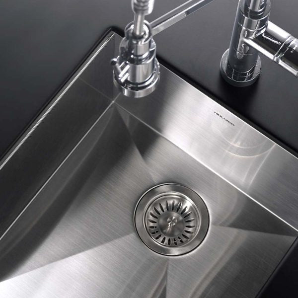 Houzer Contempo 17 inch Stainless Steel Undermount Single Bowl Bar Sink with Strainer & Grid - CTR-1700