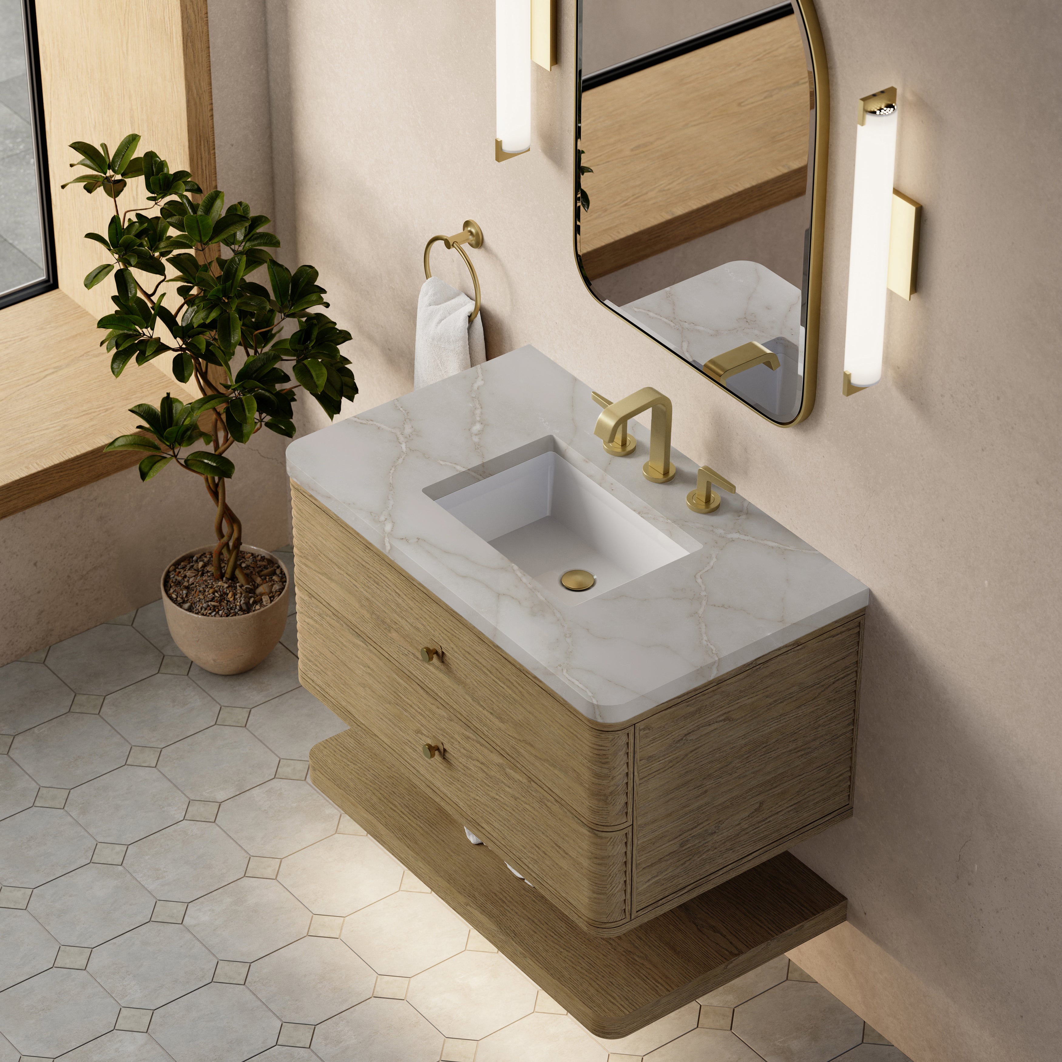 James Martin Allamari 36" Single Vanity in Dune Mist with 3cm Countertop
