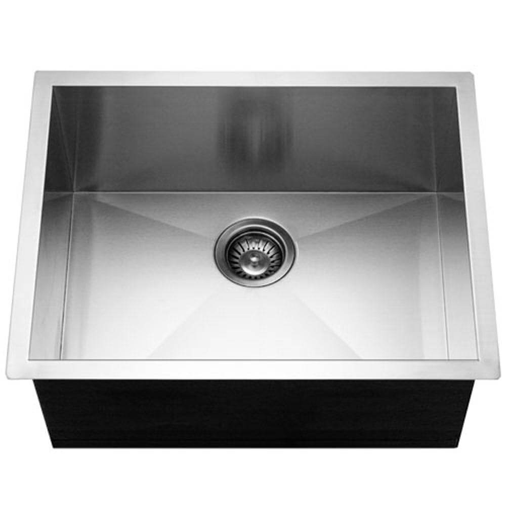 Houzer Contempo 23" Undermount Single Bowl Stainless Steel Kitchen Sink with Strainer & Grid