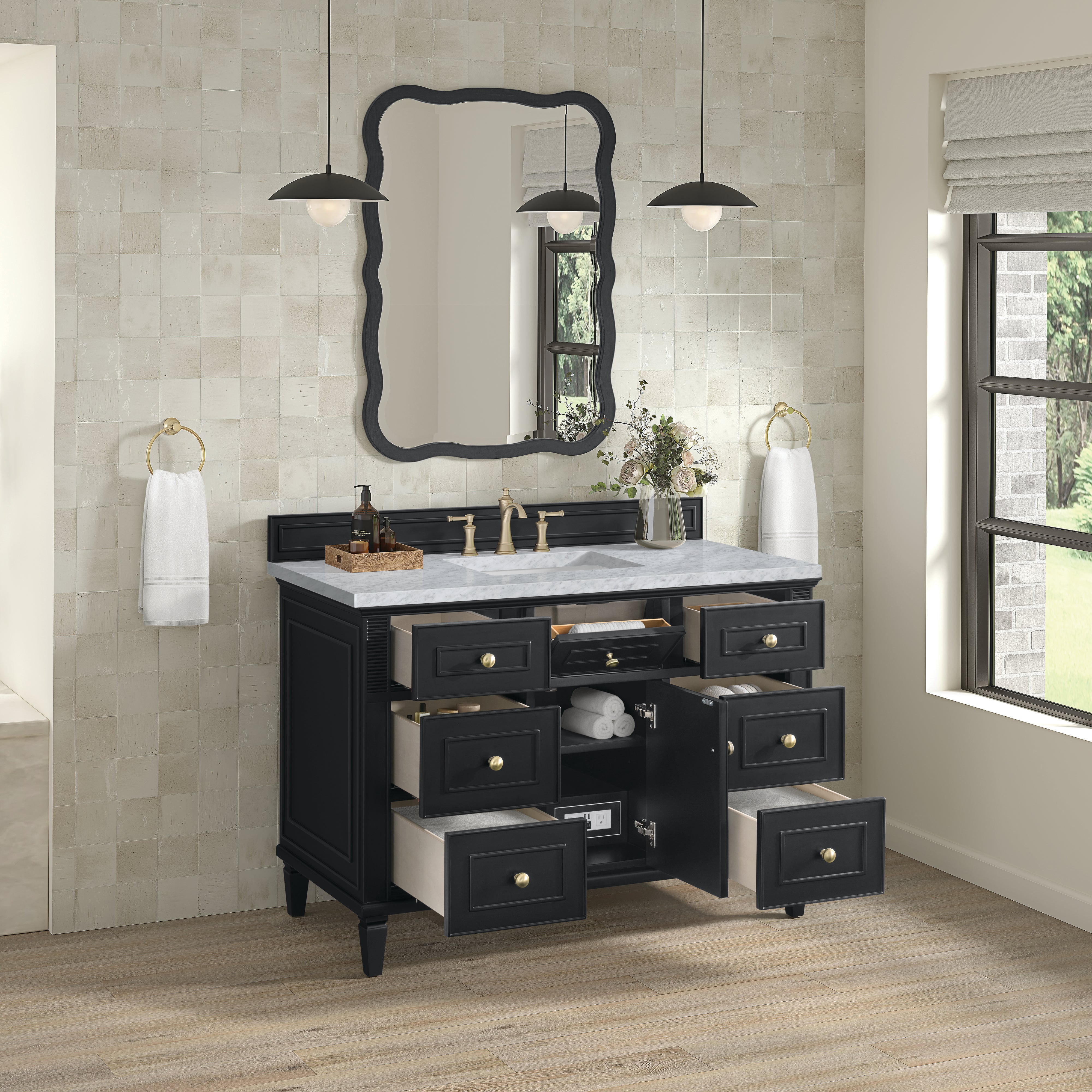 James Martin Lorelai 48" Single Vanity in Black Onyx with 3cm Countertop