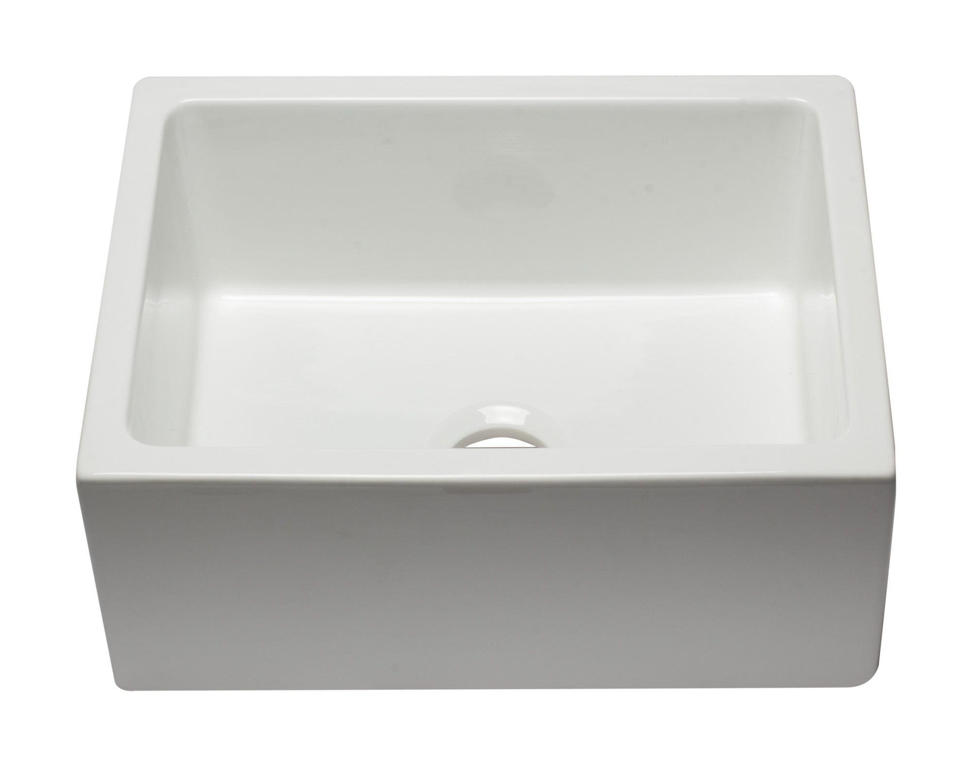 ALFI brand AB2418HS 24" Reversible Smooth / Fluted Single Bowl Fireclay Farm Sink – Biscuit, Black Gloss, Black Matte, White