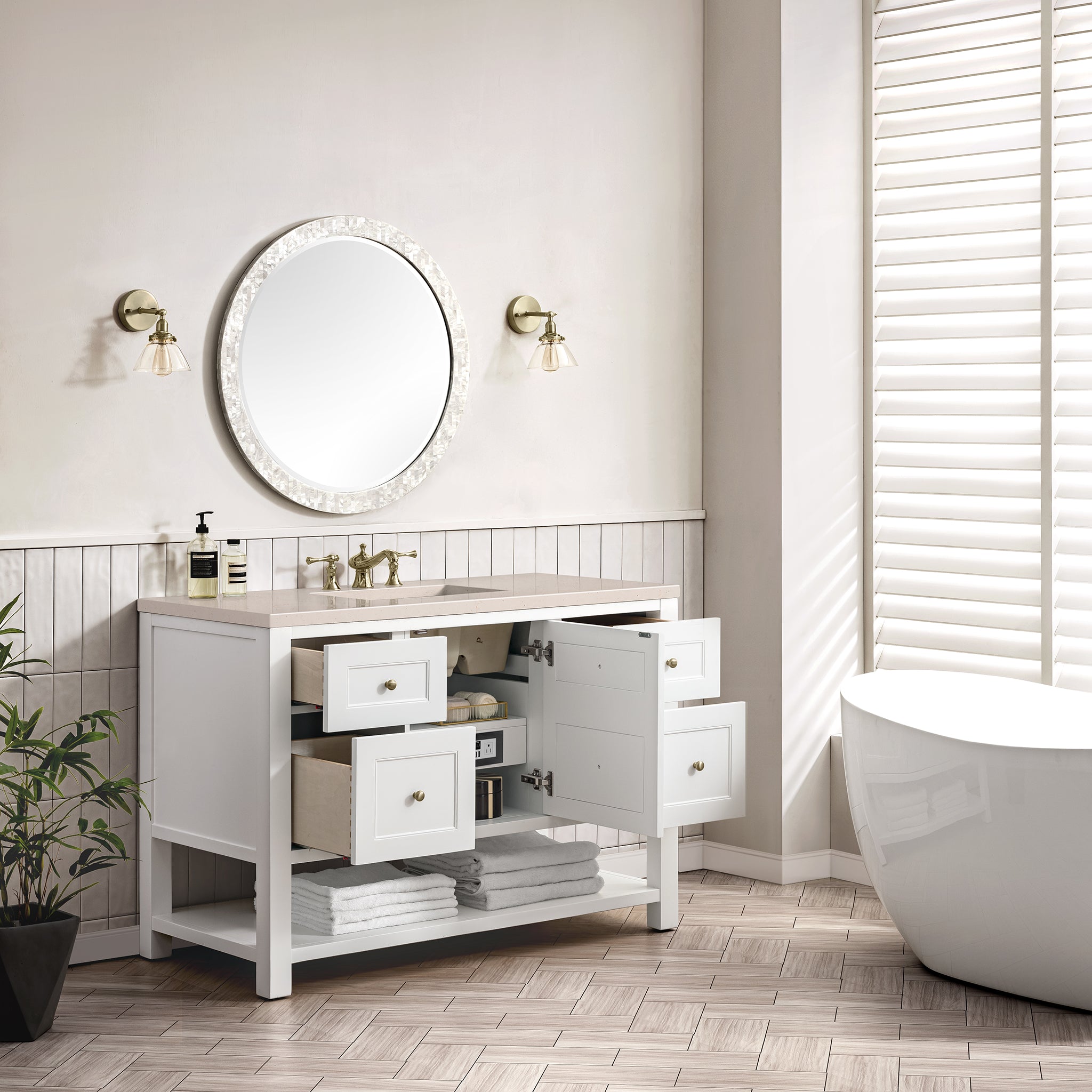 James Martin Breckenridge 48" Single Vanity in Bright White with 3cm Countertop