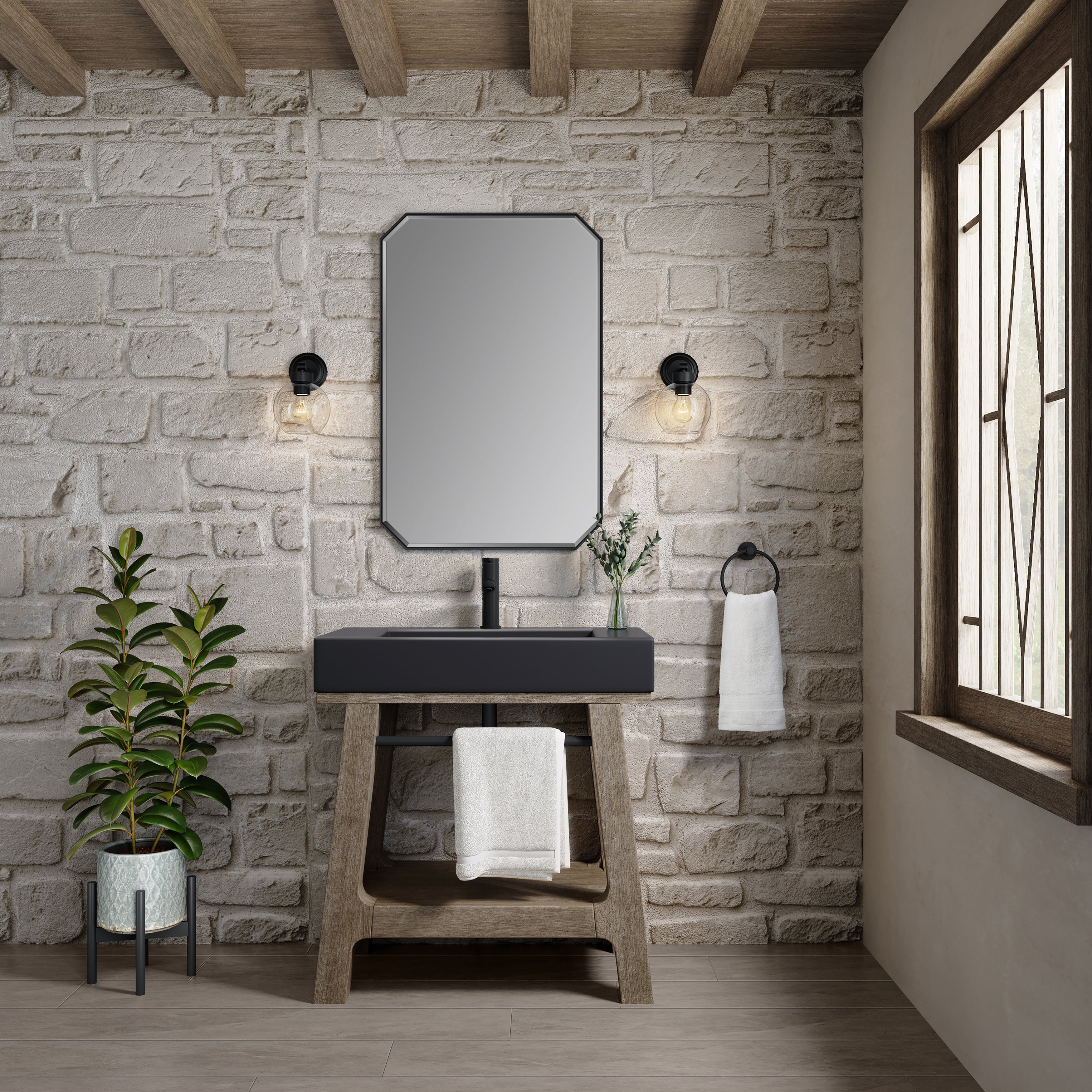 James Martin Auburn 31.5" Single Weathered Timber Sink Console