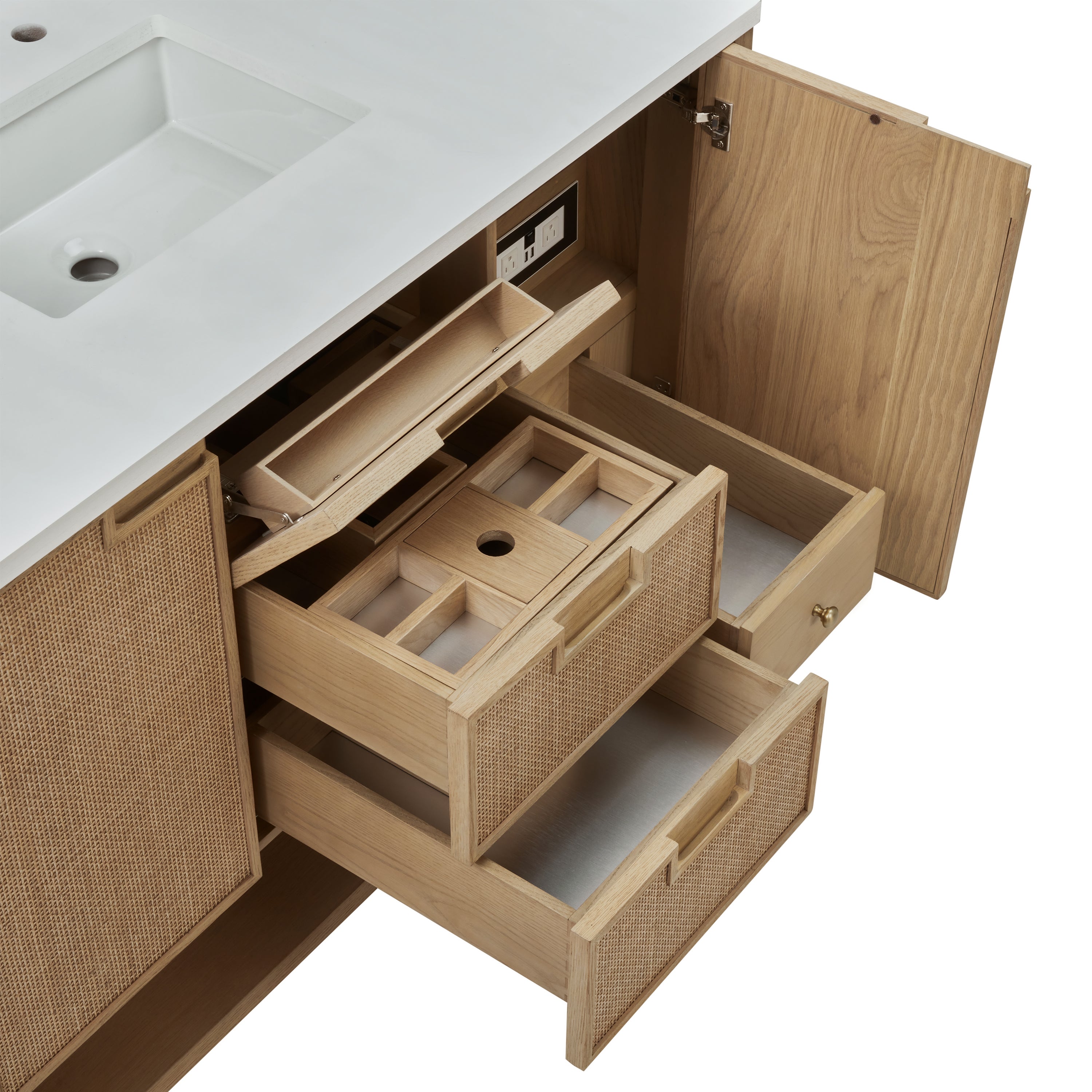 James Martin Solene 48" Single Vanity in Seaside Oak with 3cm Countertop and FreePower Wireless Charger