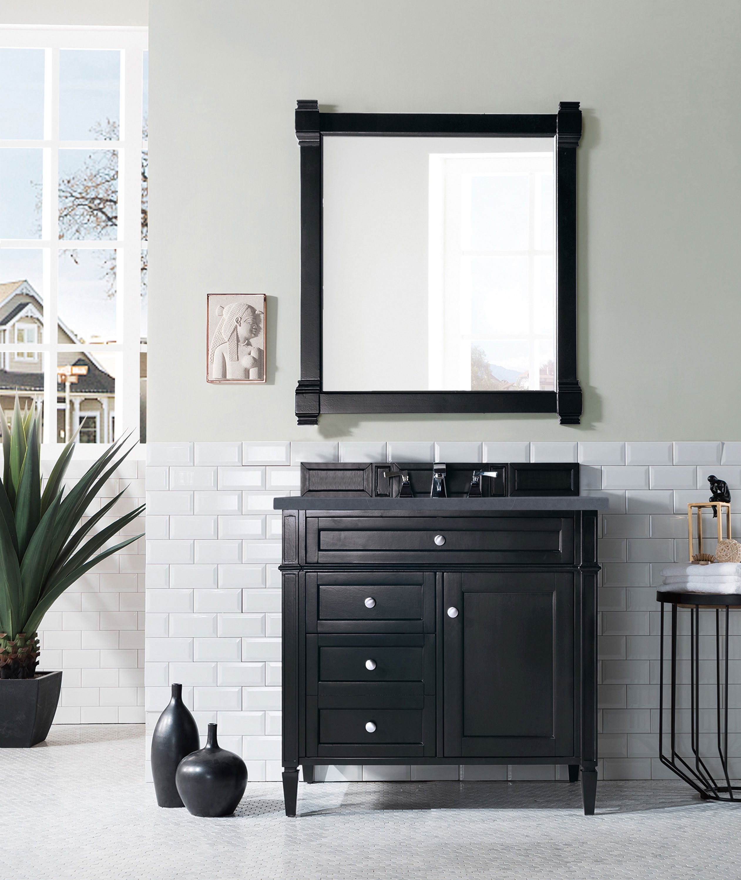 James Martin Brittany 36" Single Vanity in Black Onyx with 3cm Countertop
