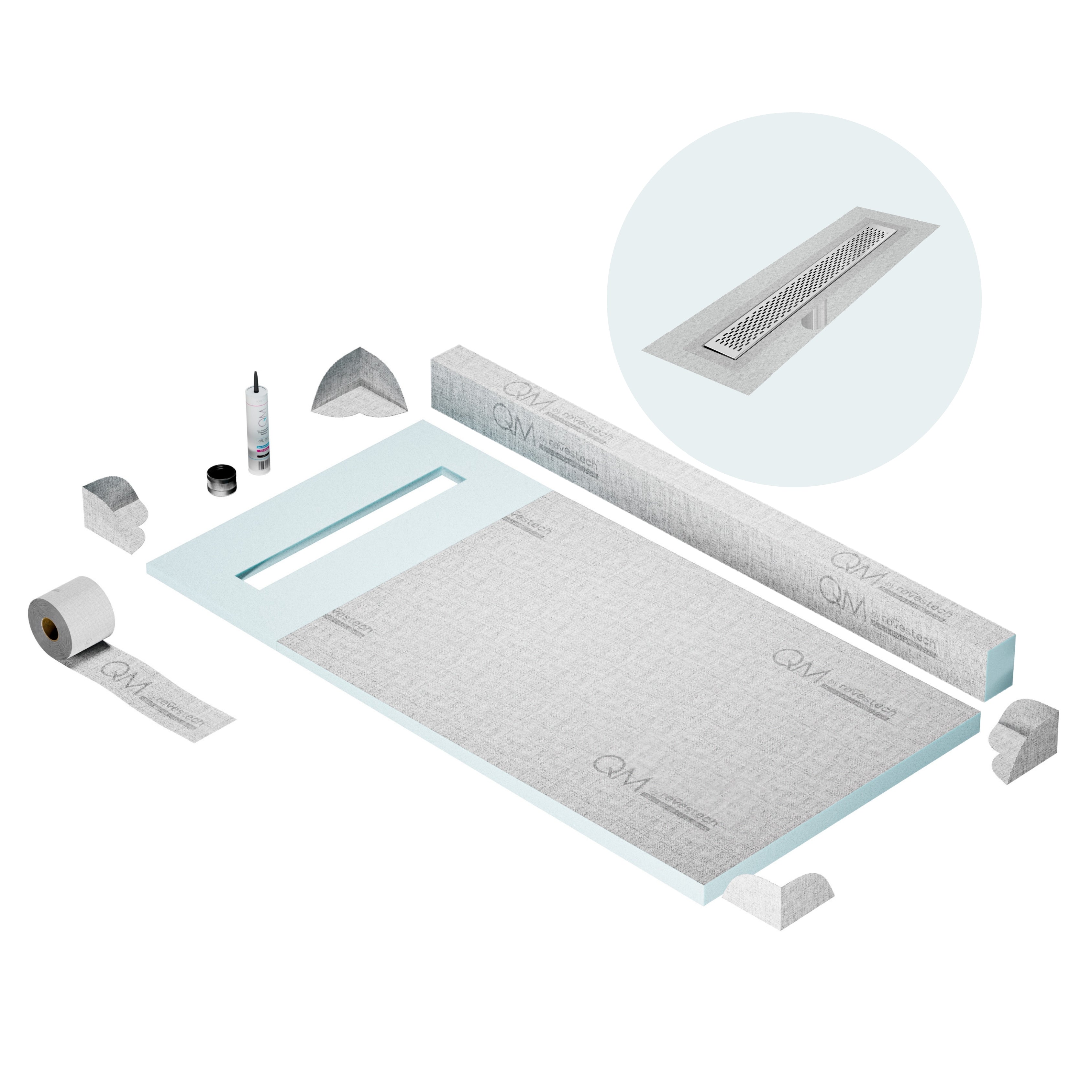 Curb Delta Shower Pan Kit Linear drain
