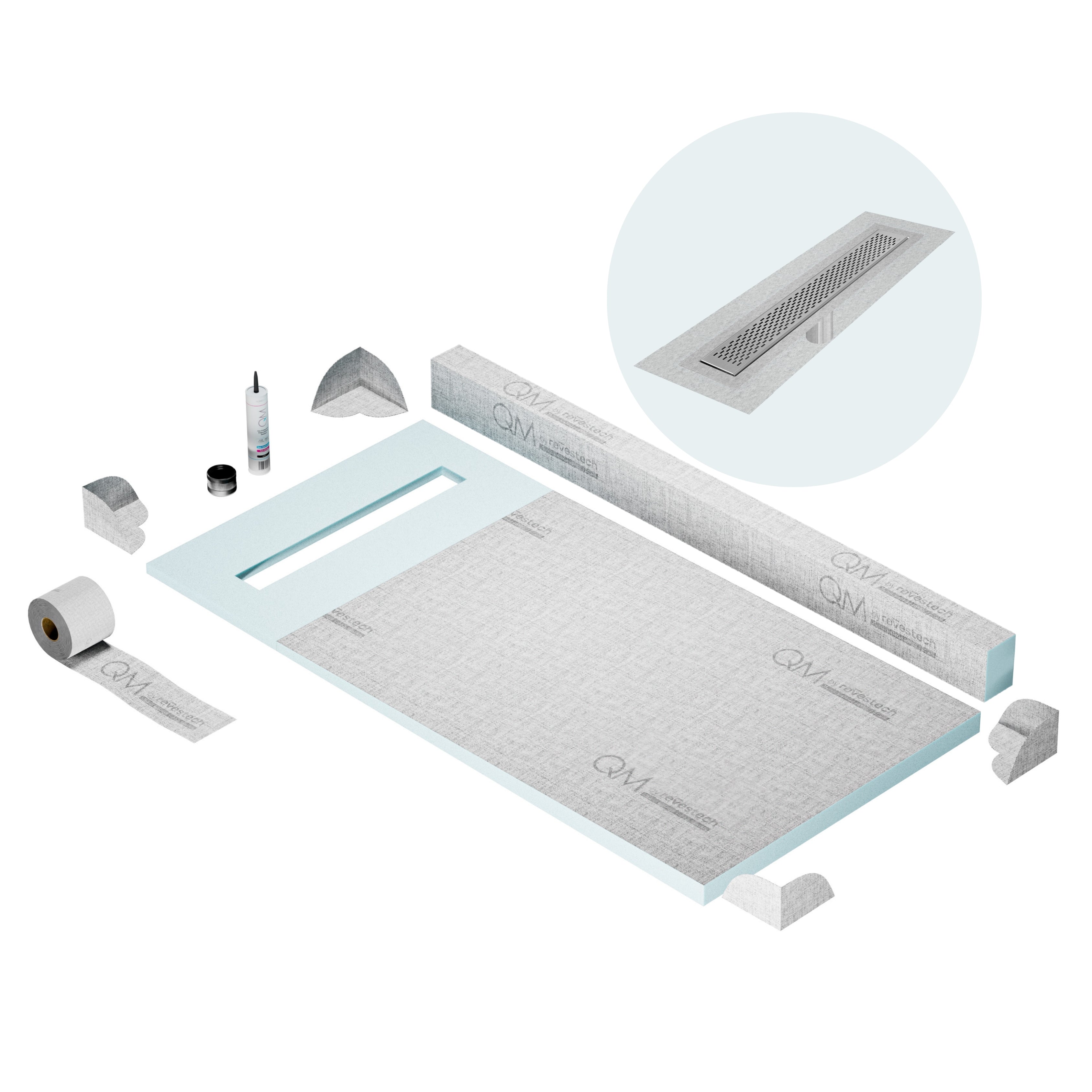 Curb Delta Shower Pan Kit Linear drain