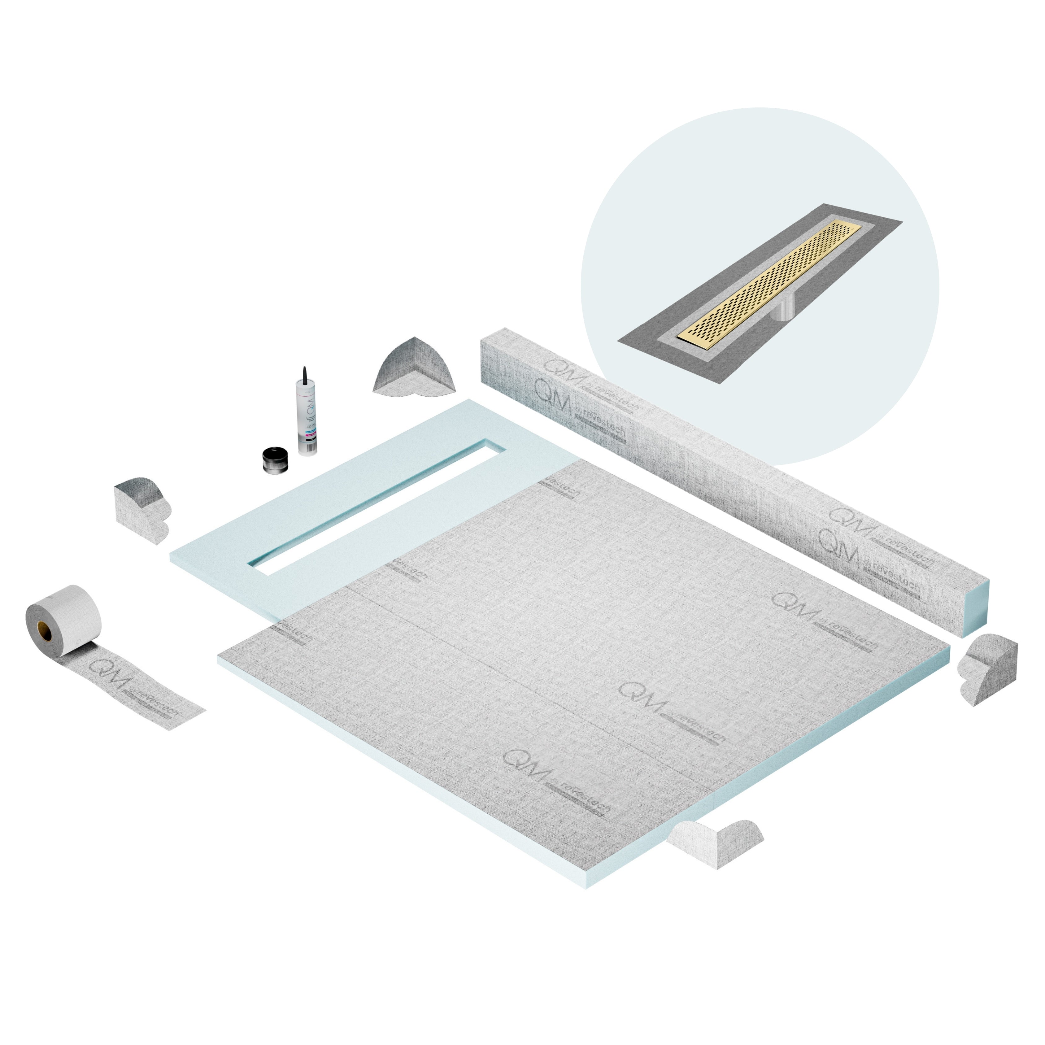 Curb Delta Shower Pan Kit Linear drain