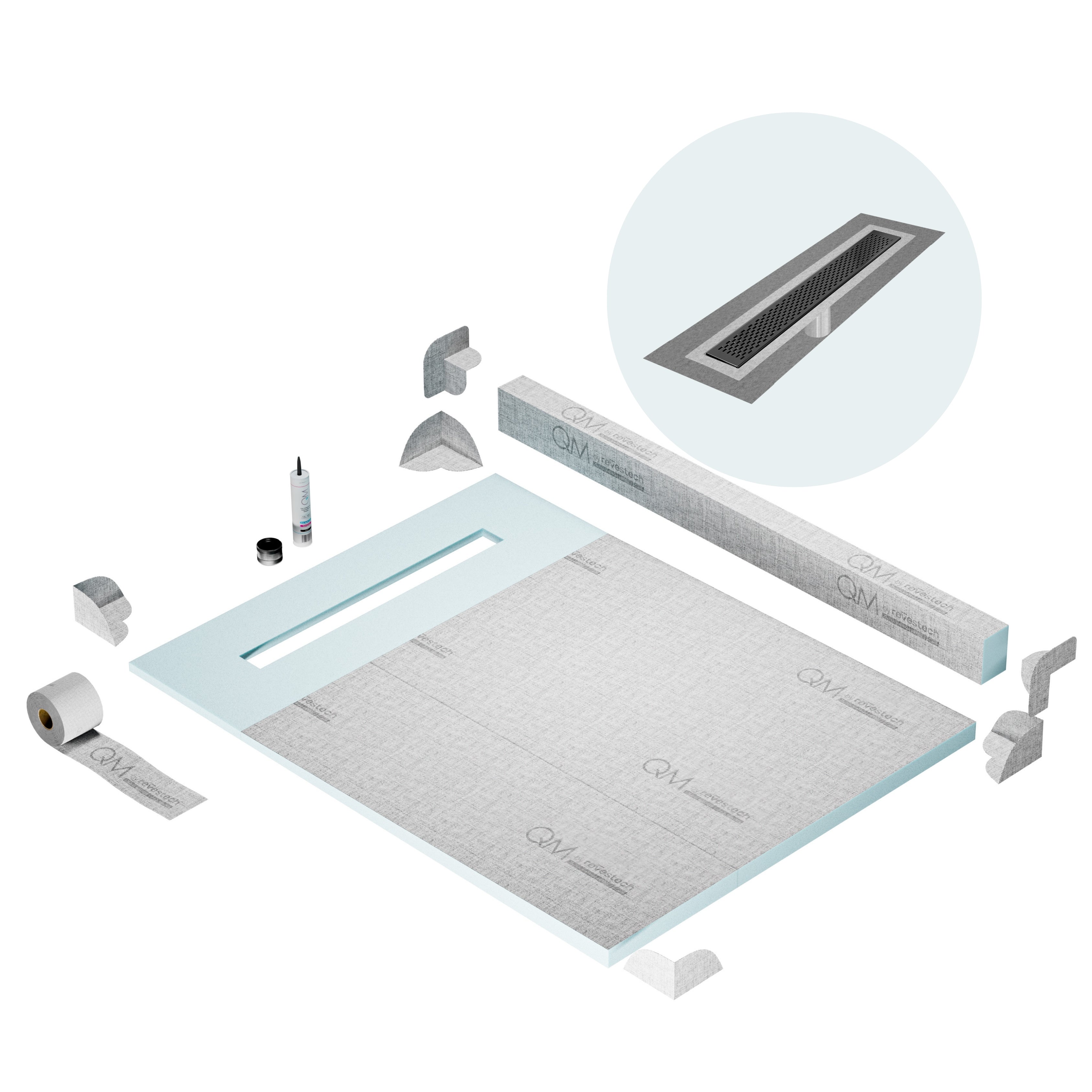 Curb Delta Shower Pan Kit Linear drain