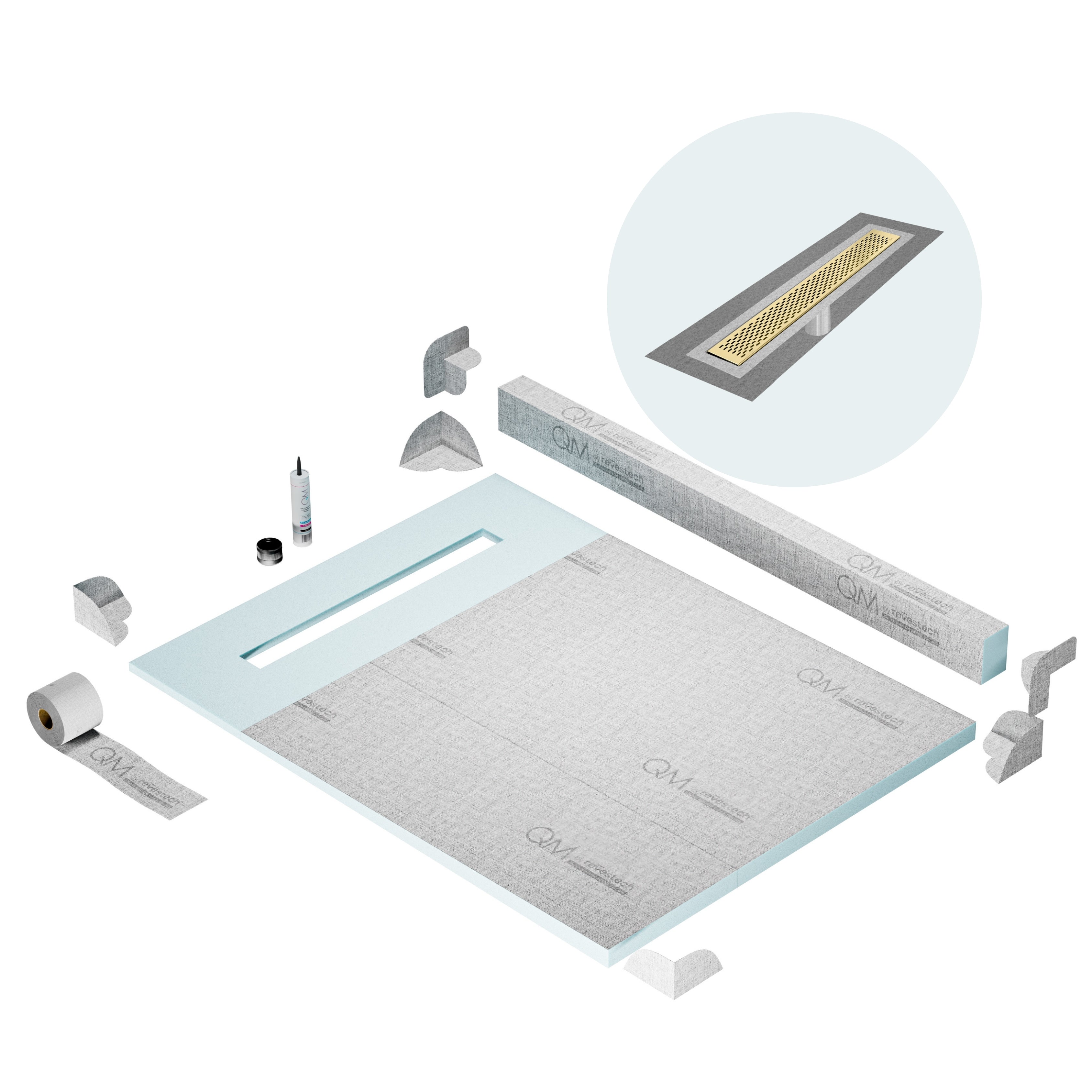 Curb Delta Shower Pan Kit Linear drain