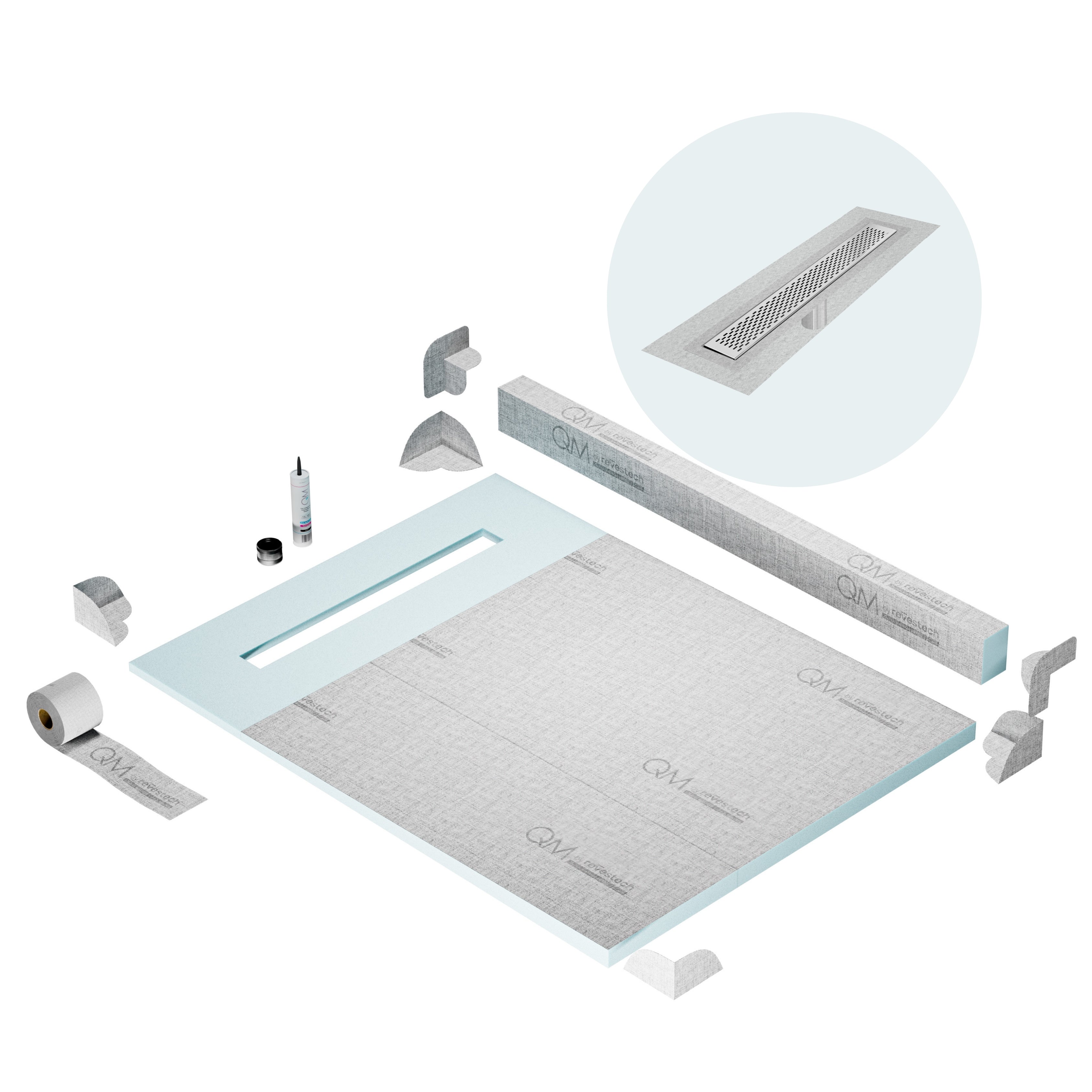 Curb Delta Shower Pan Kit Linear drain