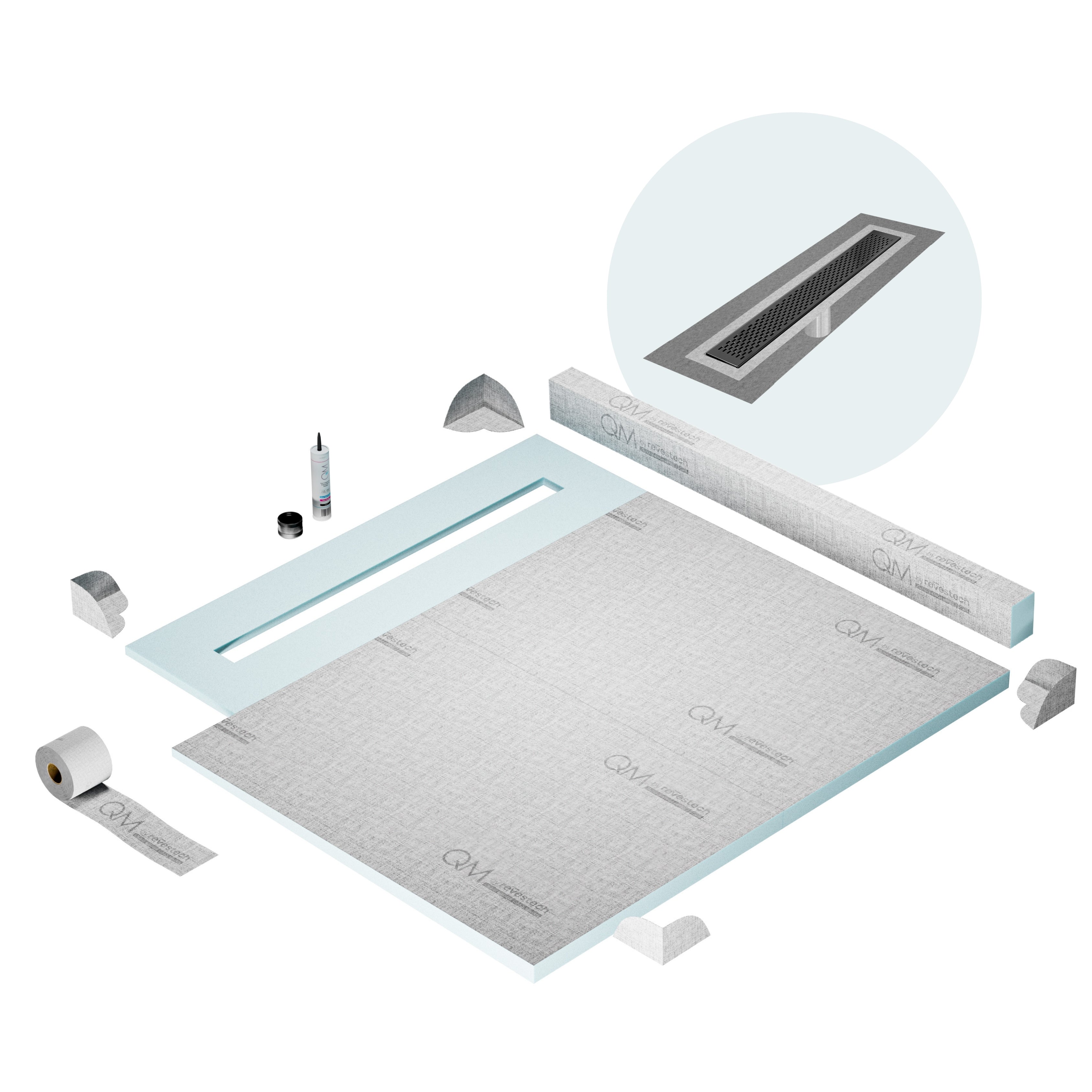 Curb Delta Shower Pan Kit Linear drain