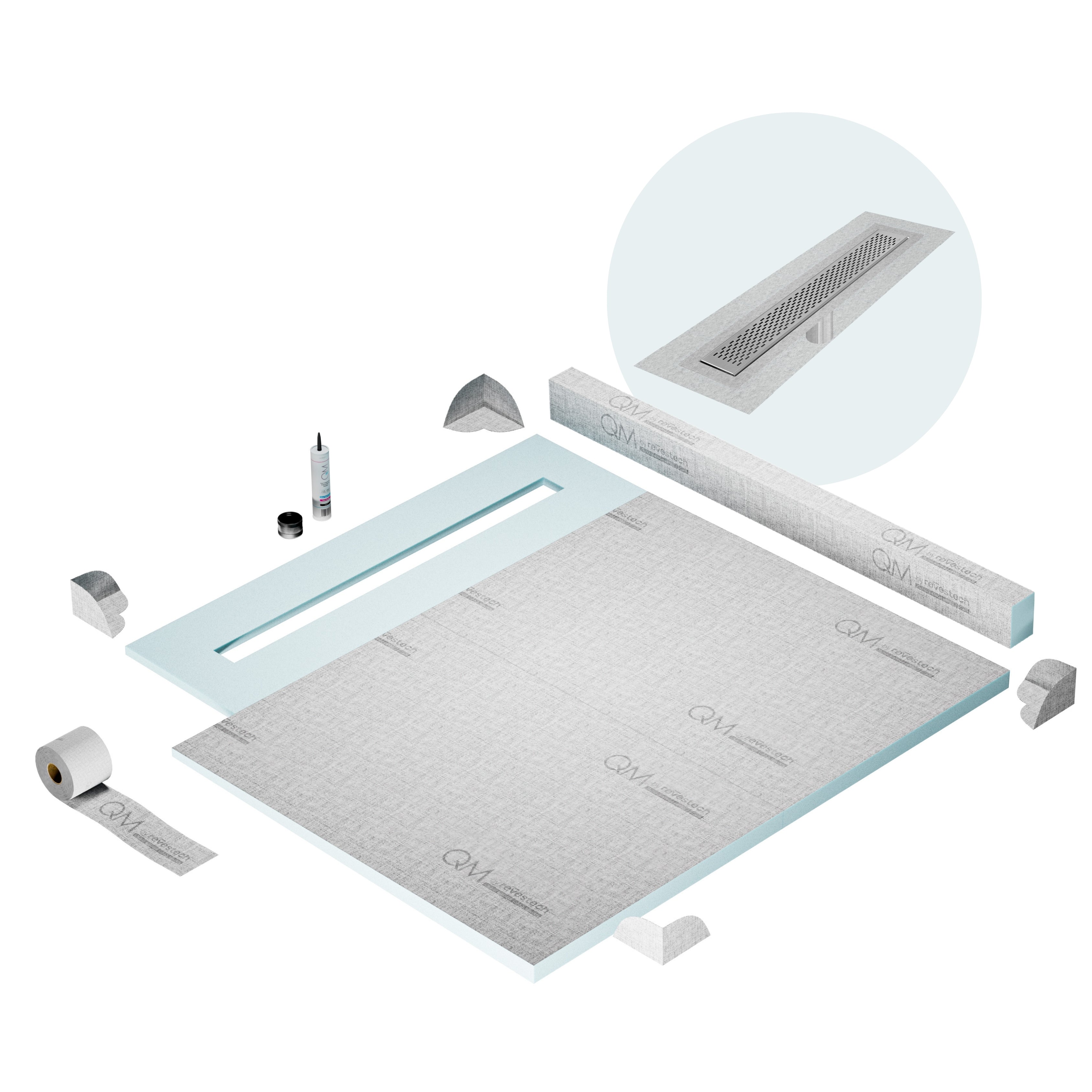 Curb Delta Shower Pan Kit Linear drain