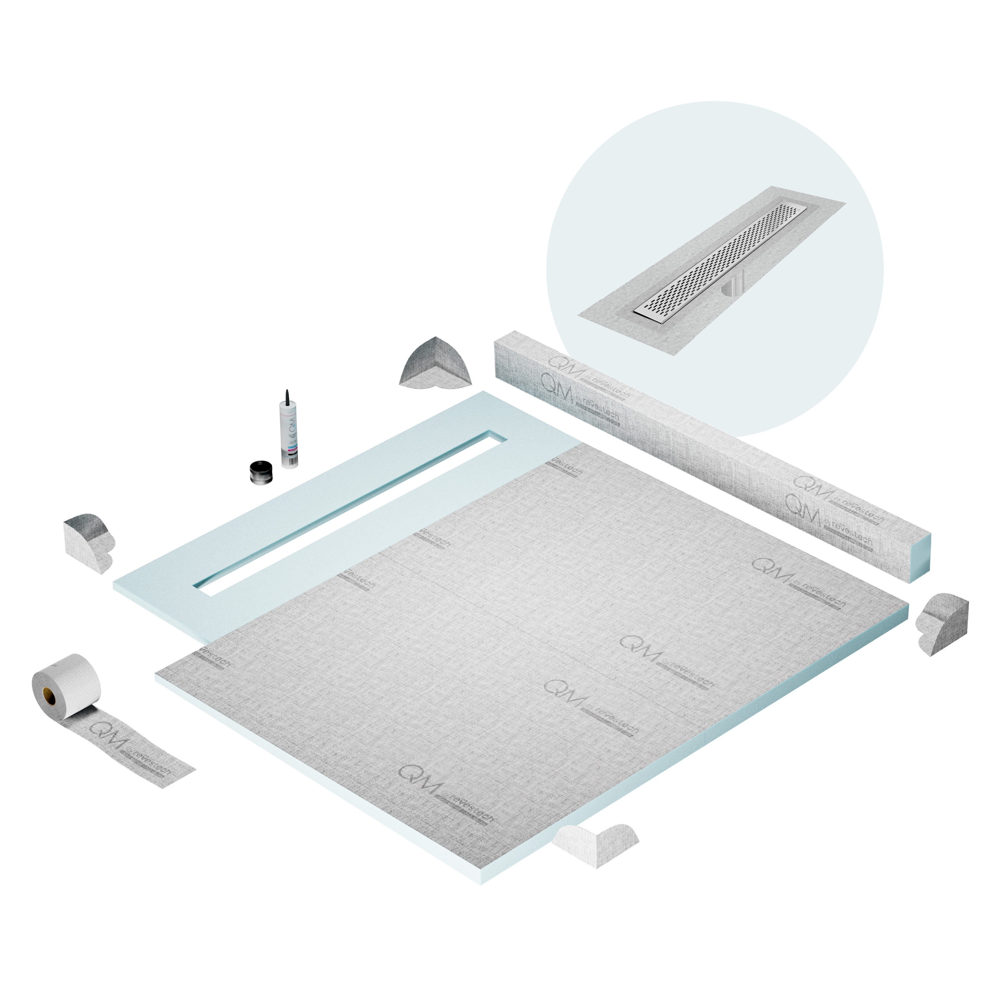 Curb Delta Shower Pan Kit Linear drain