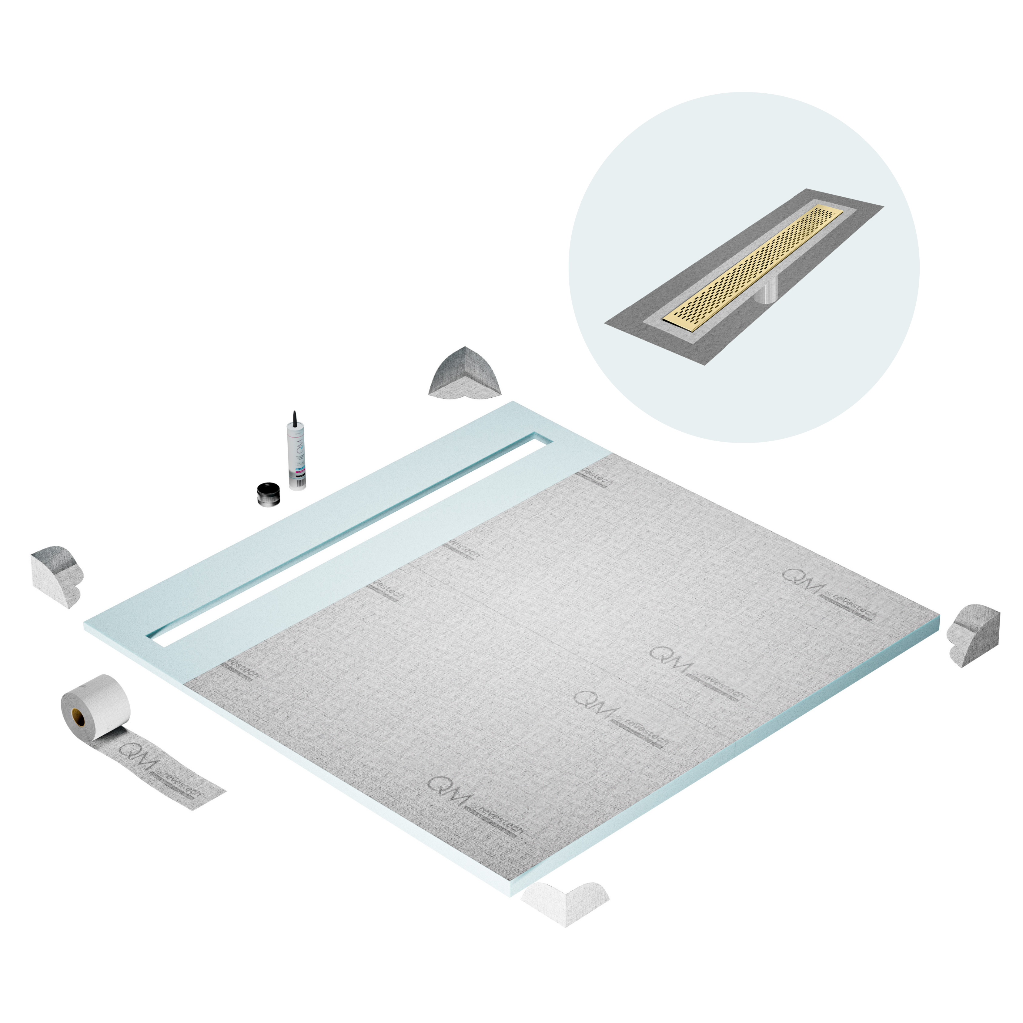 Curbless Delta Shower Pan Kit Linear drain