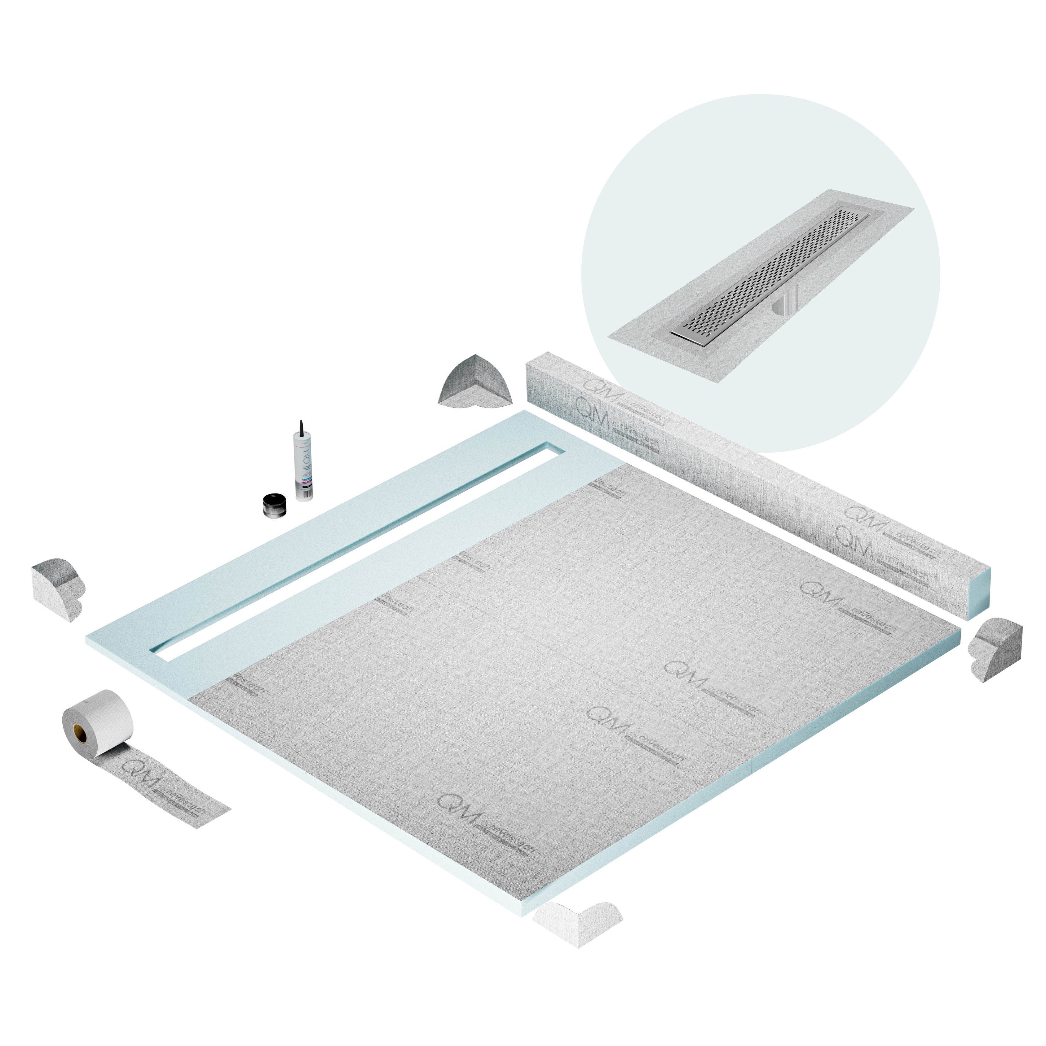Curb Delta Shower Pan Kit Linear drain