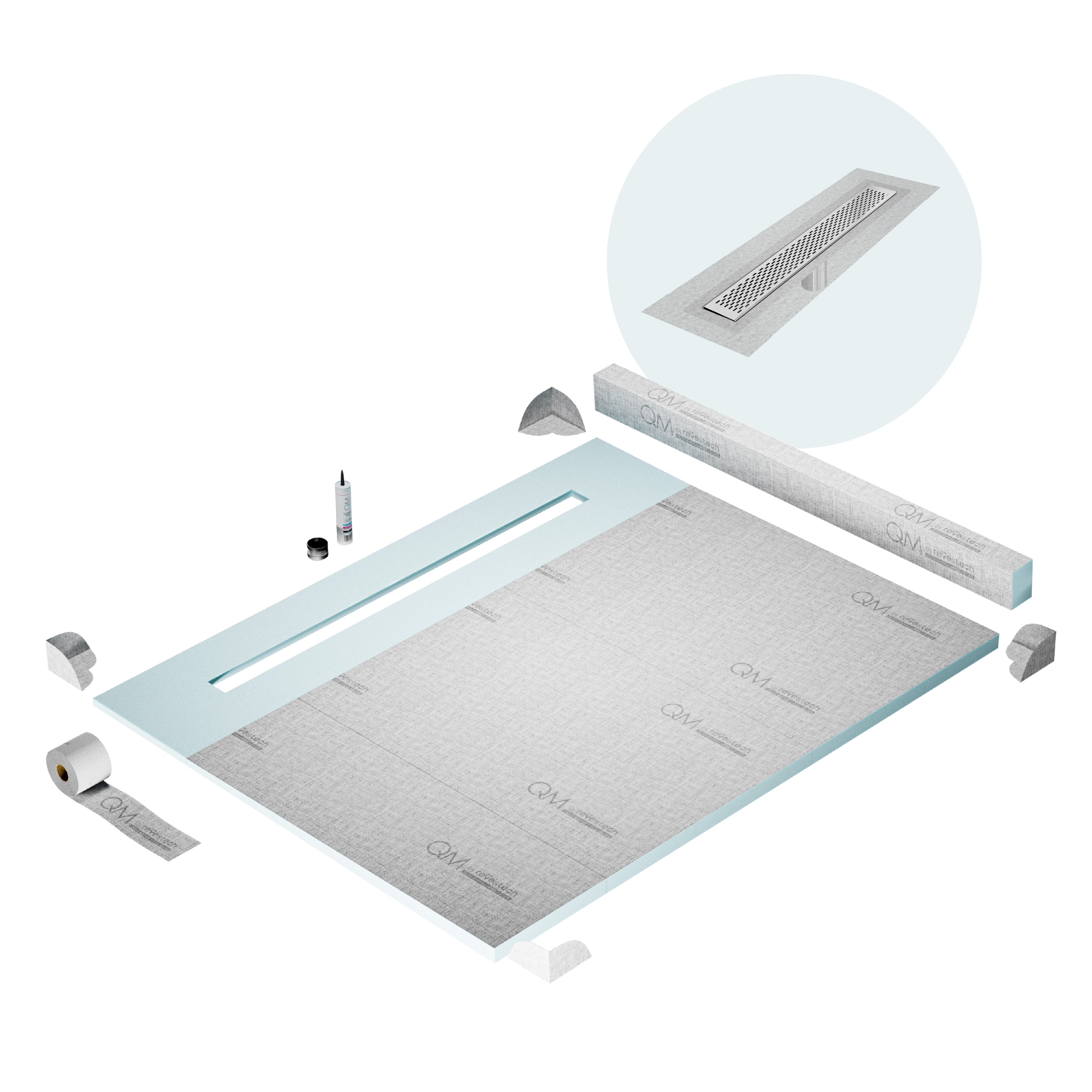 Curb Delta Shower Pan Kit Linear drain