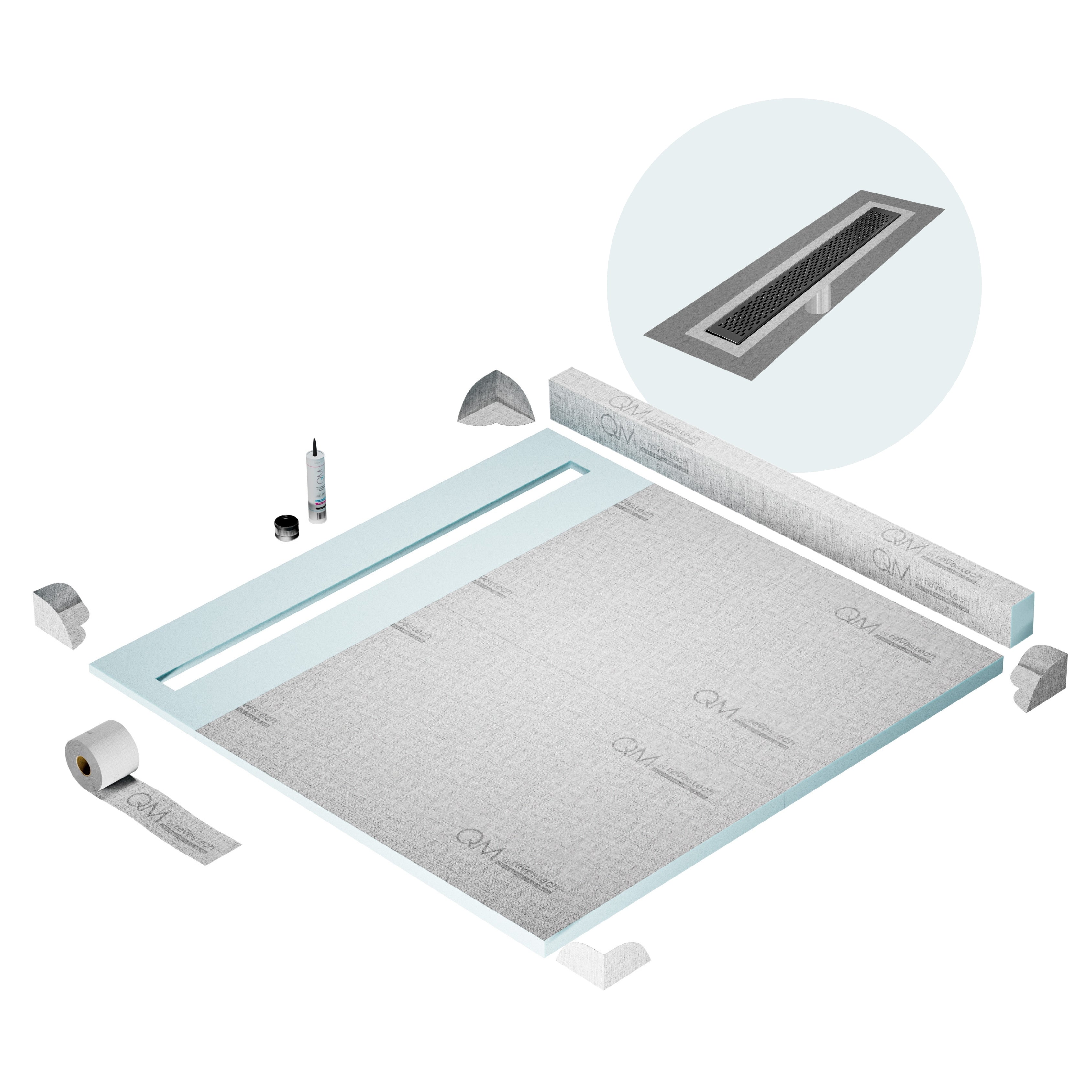 Curb Delta Shower Pan Kit Linear drain
