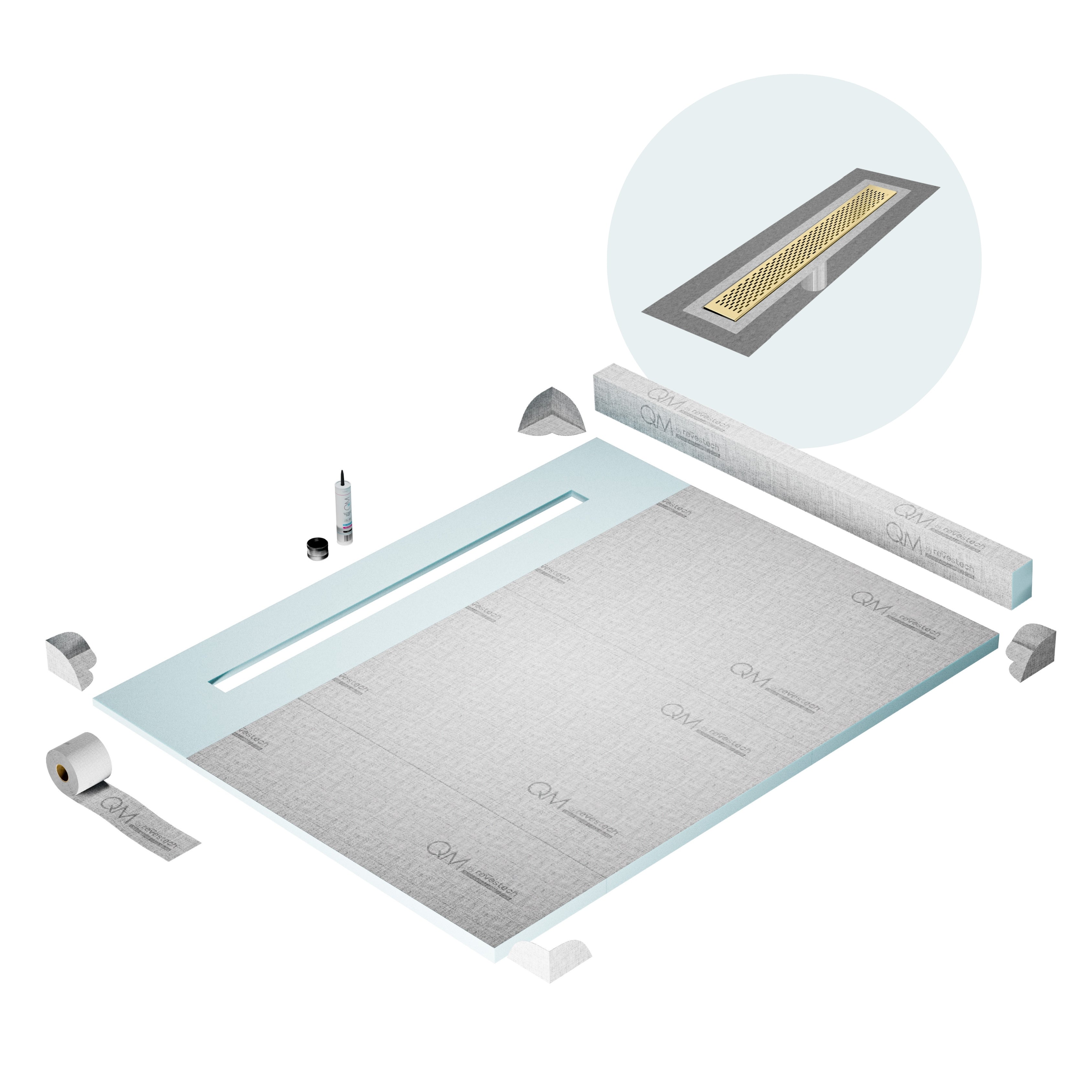 Curb Delta Shower Pan Kit Linear drain