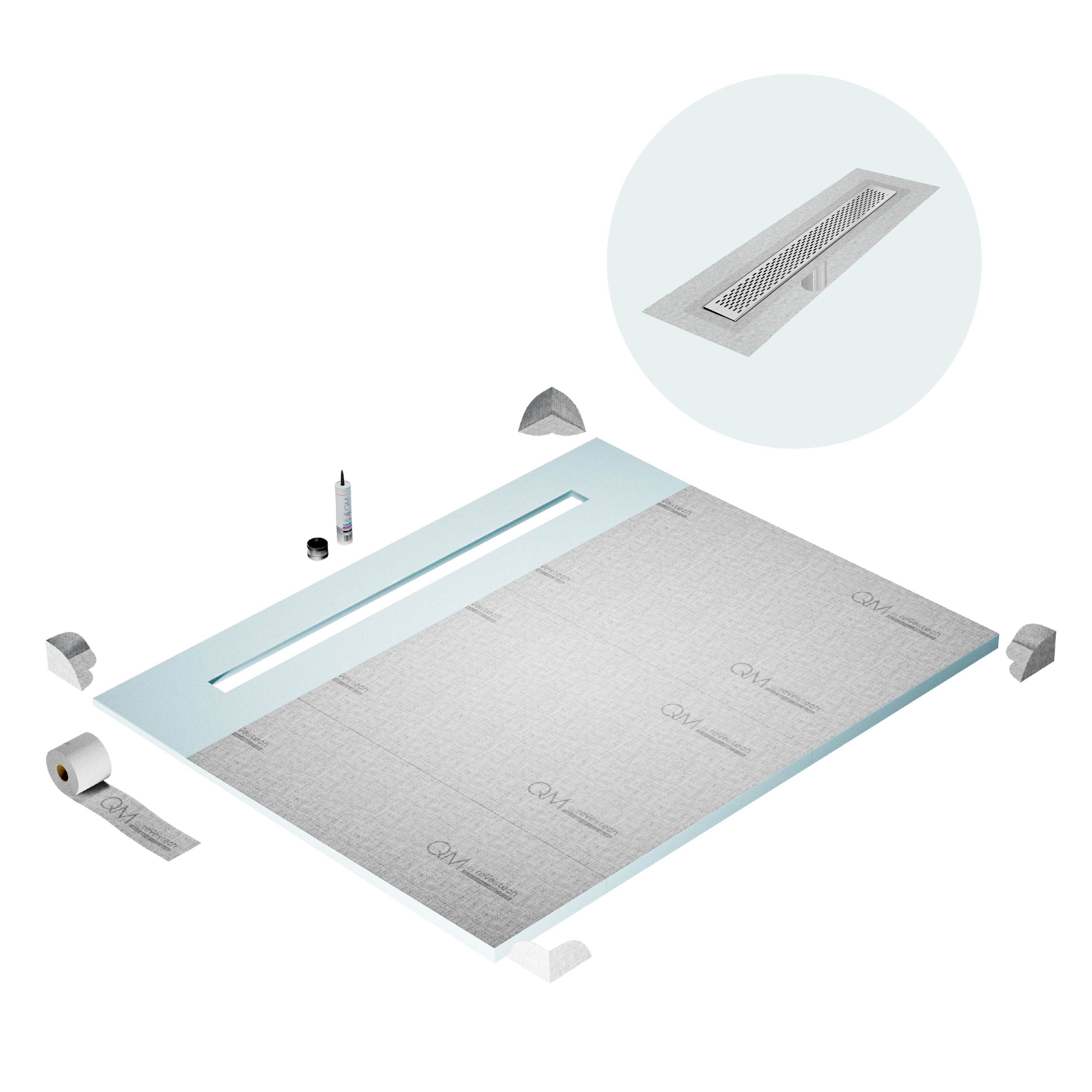 Curbless Delta Shower Pan Kit Linear drain