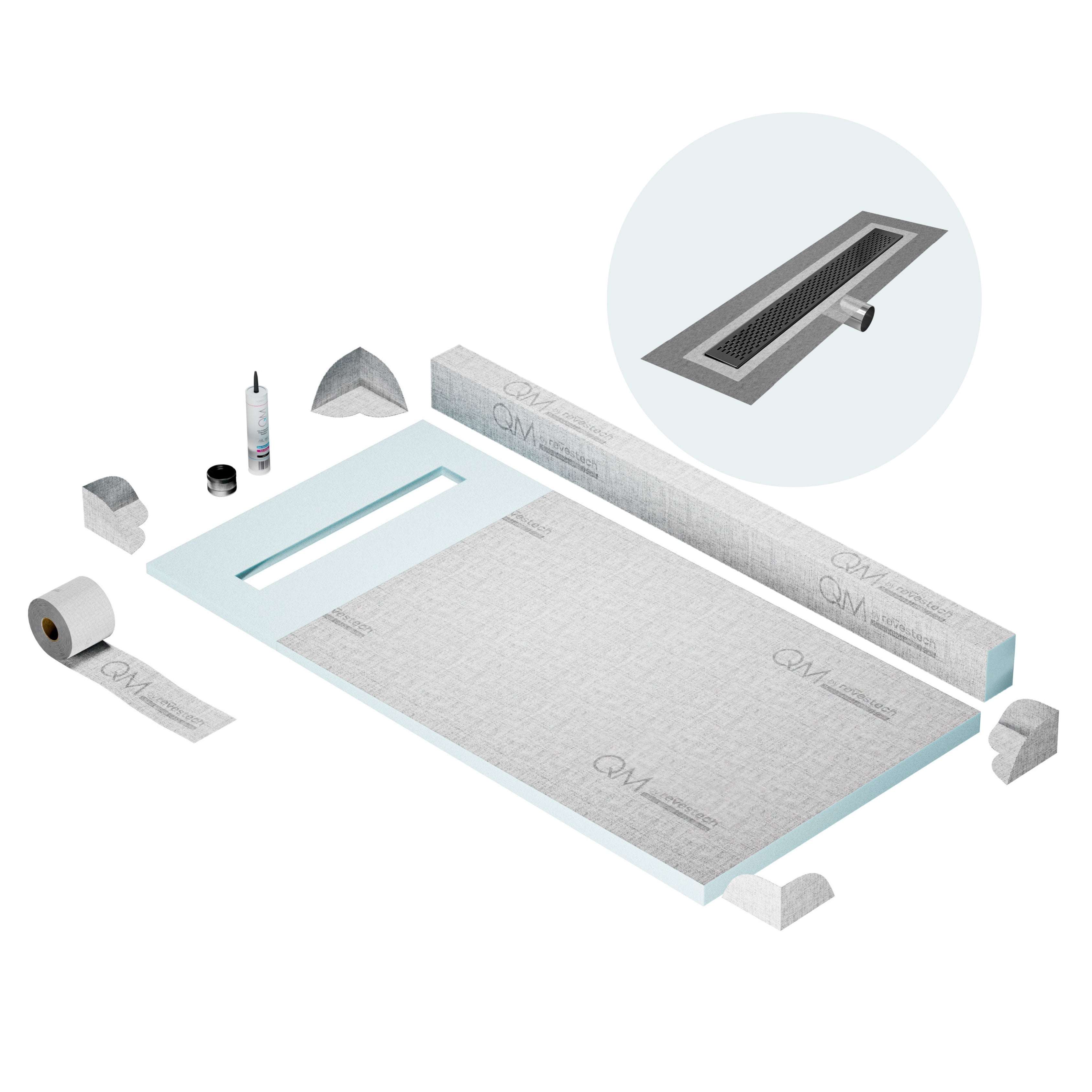 Curb Delta Shower Pan Kit Linear drain