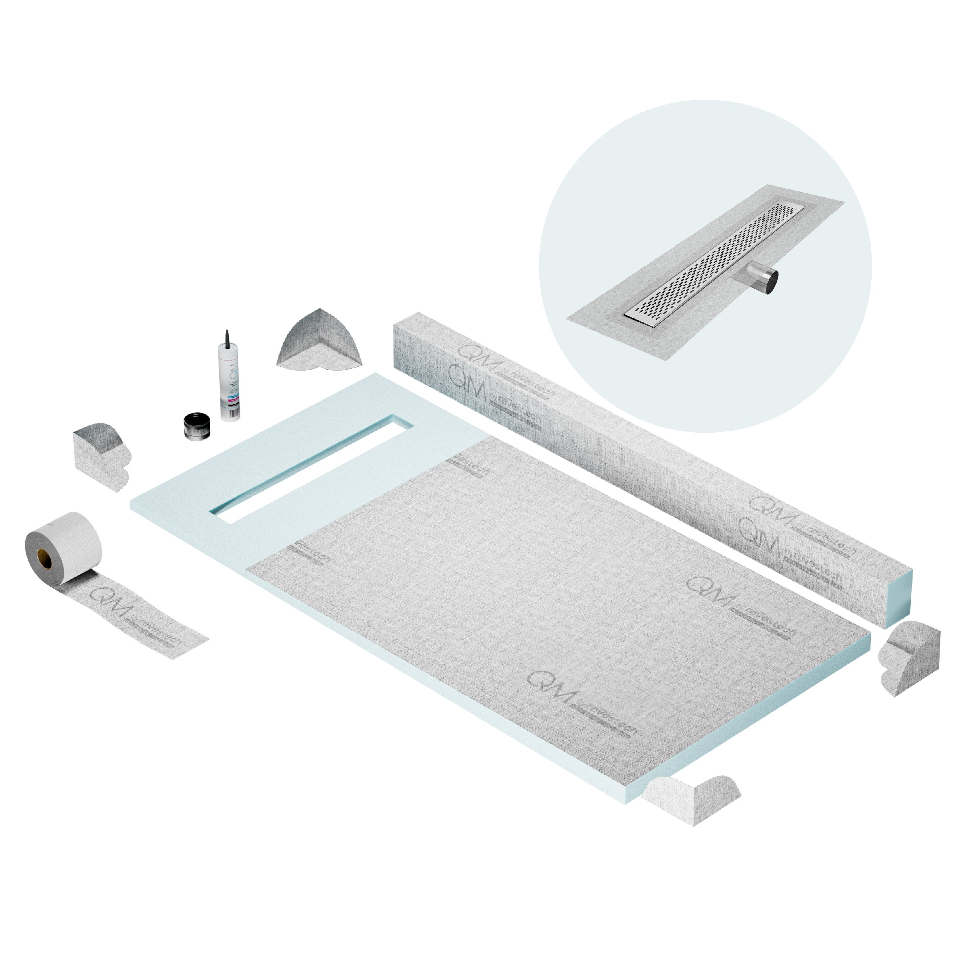 Curb Delta Shower Pan Kit Linear drain