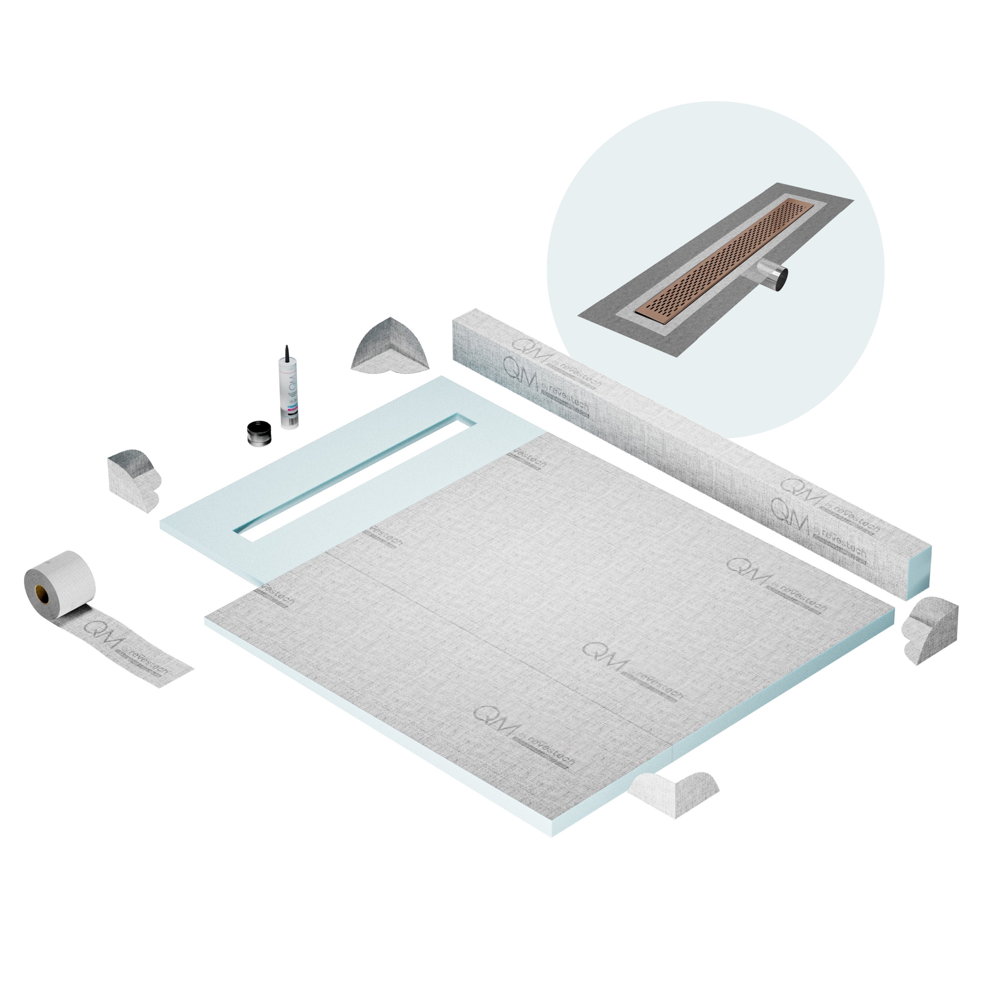 Curb Delta Shower Pan Kit Linear drain