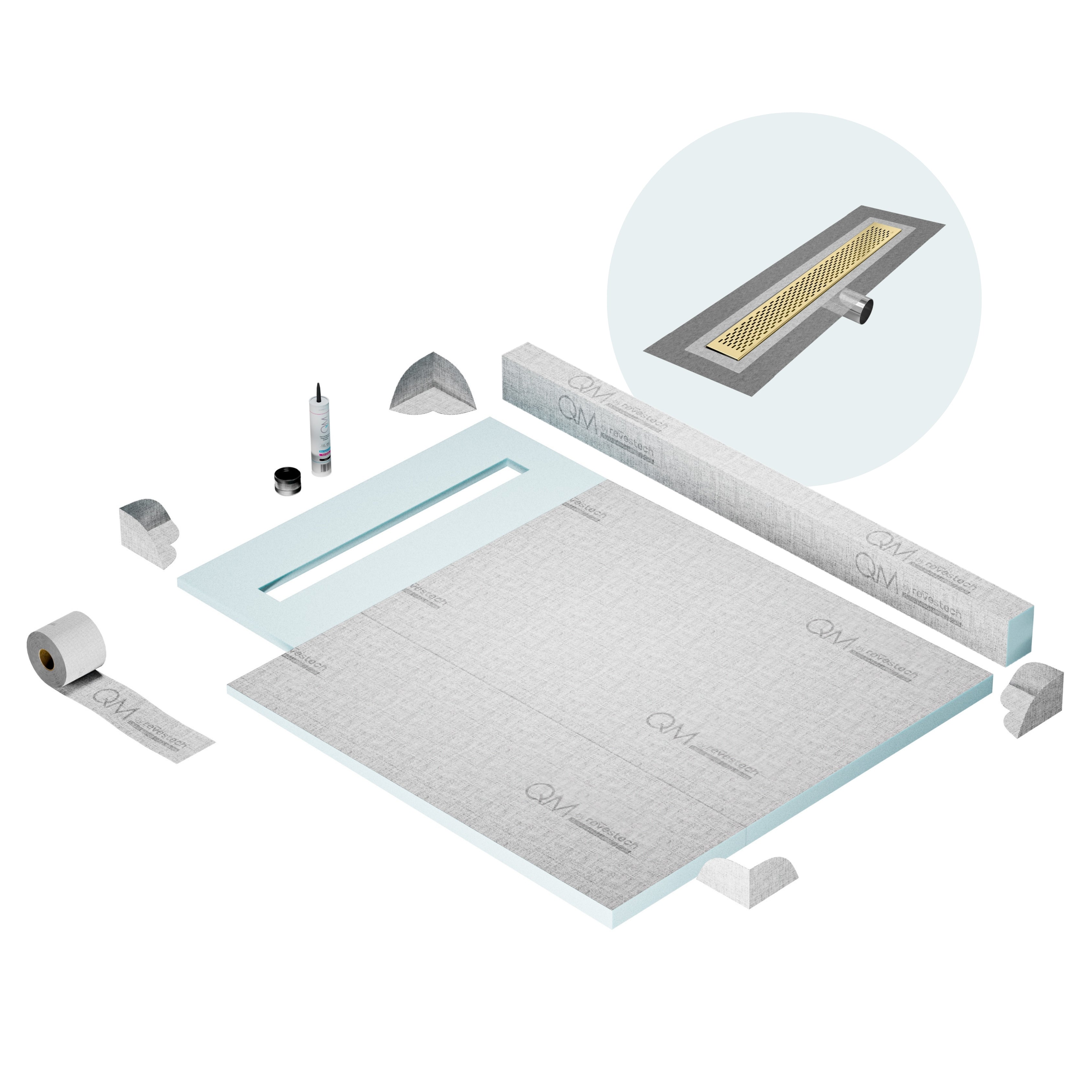 Curb Delta Shower Pan Kit Linear drain