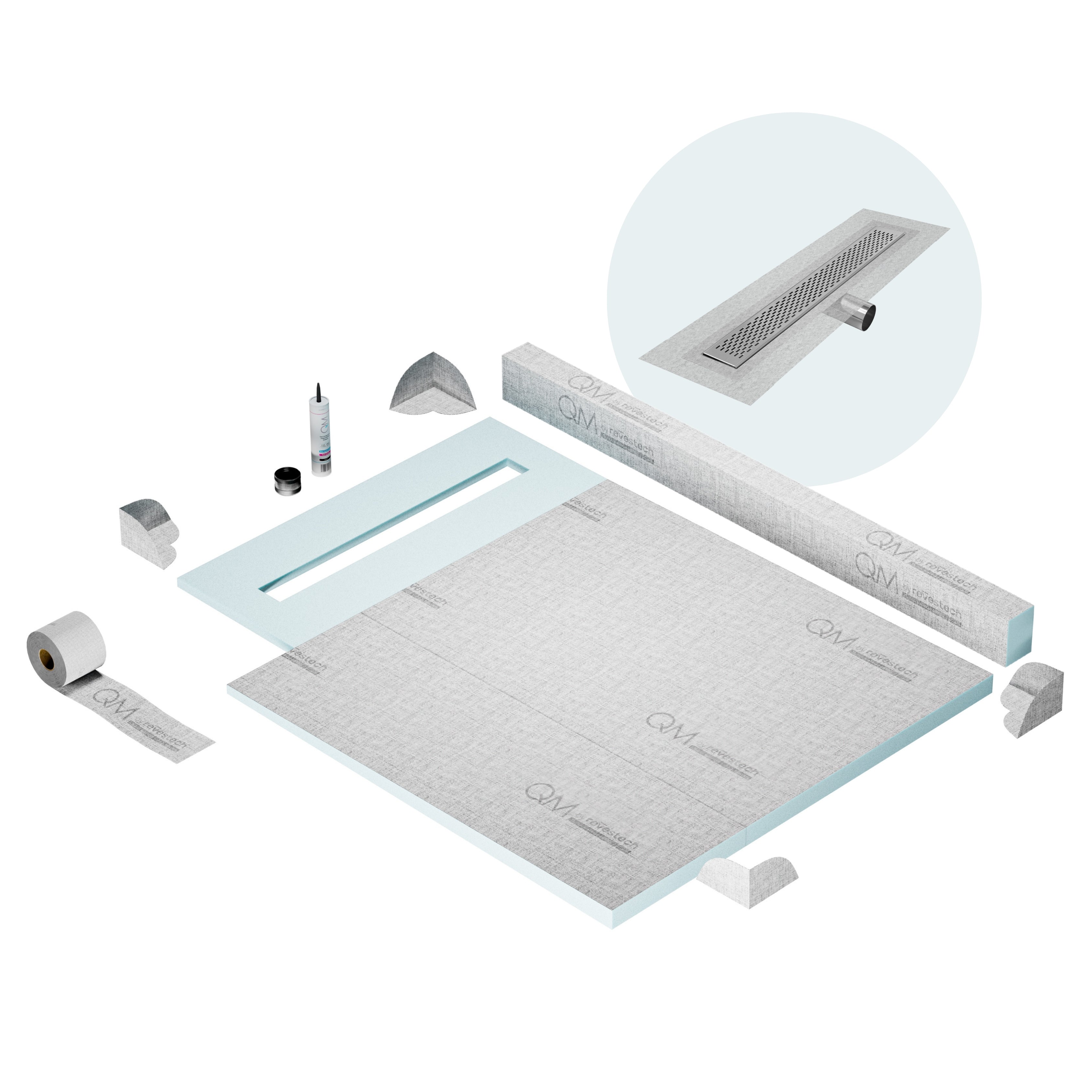 Curb Delta Shower Pan Kit Linear drain