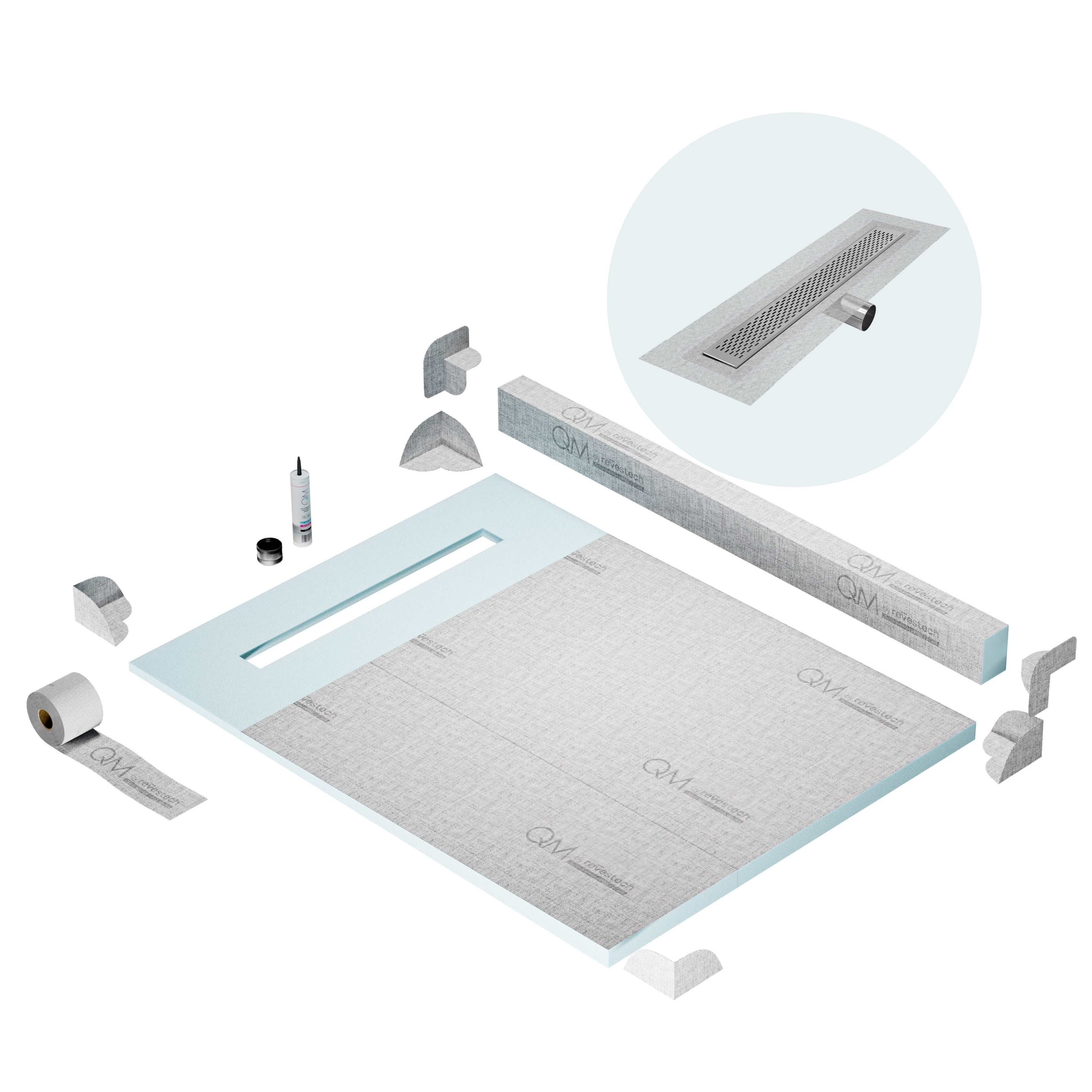 Curb Delta Shower Pan Kit Linear drain