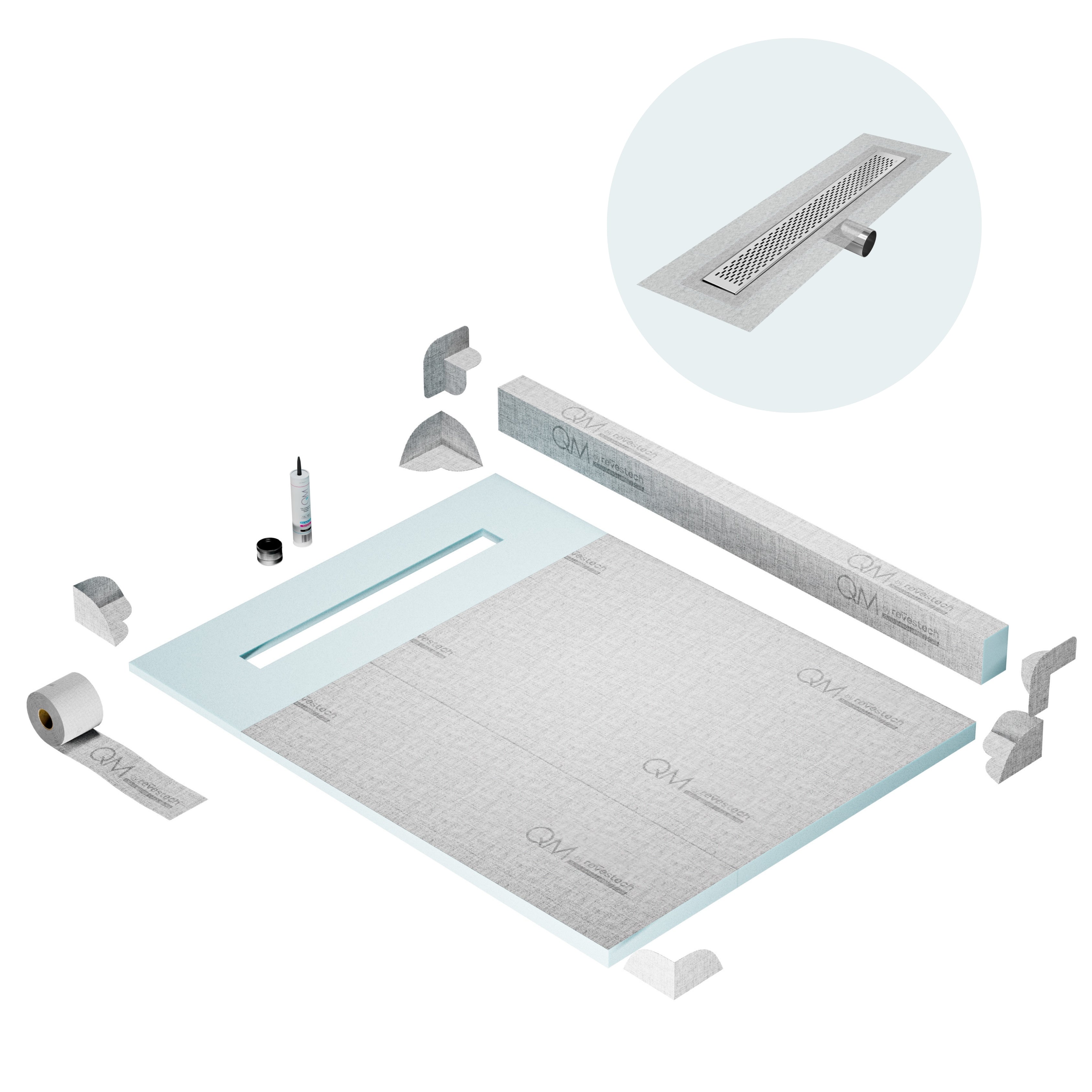 Curb Delta Shower Pan Kit Linear drain
