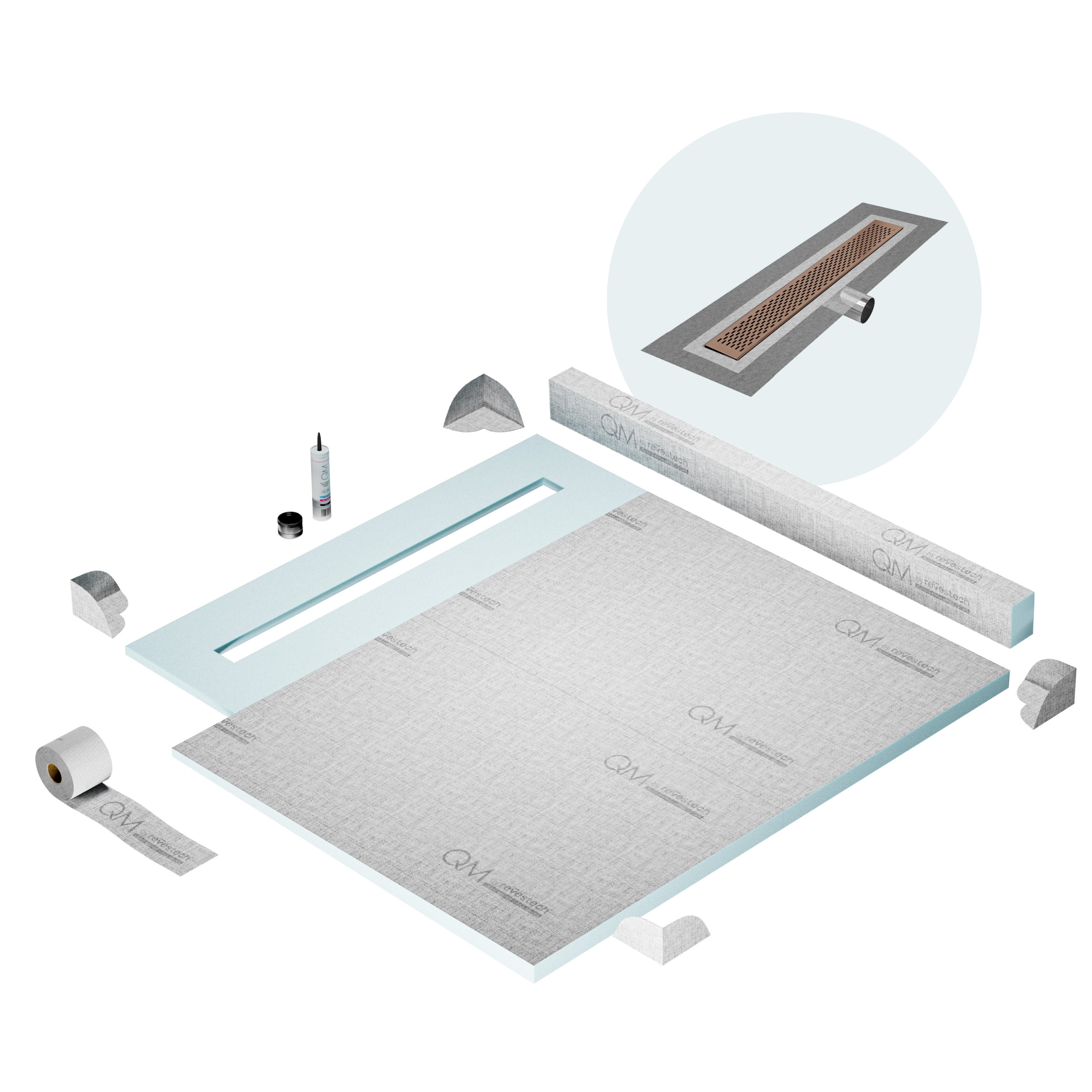 Curb Delta Shower Pan Kit Linear drain