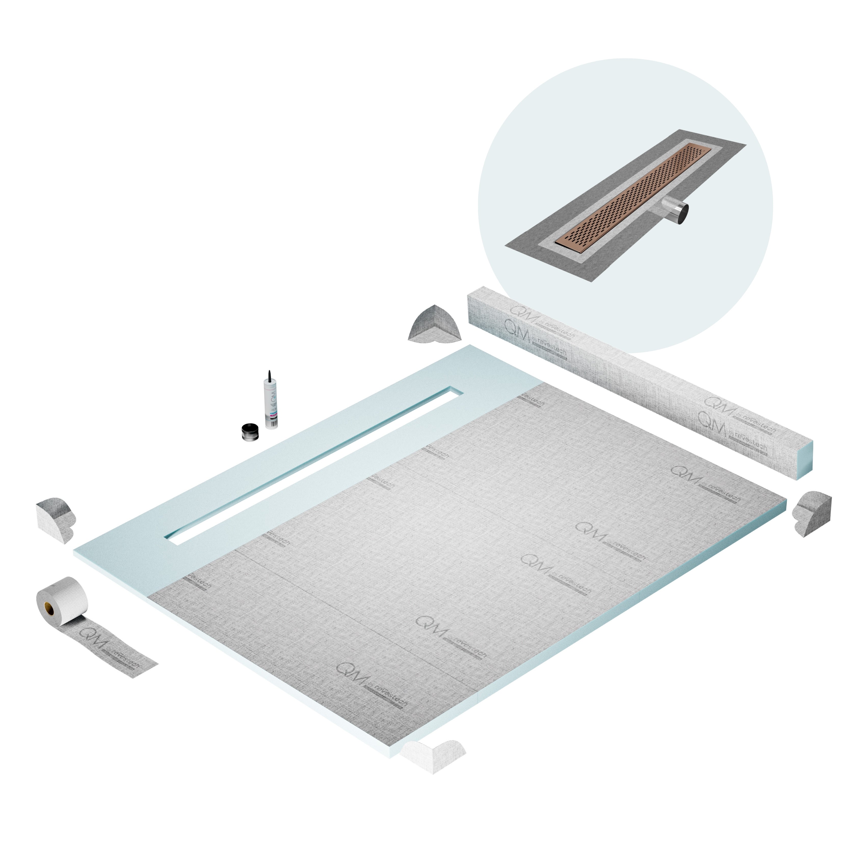 Curb Delta Shower Pan Kit Linear drain