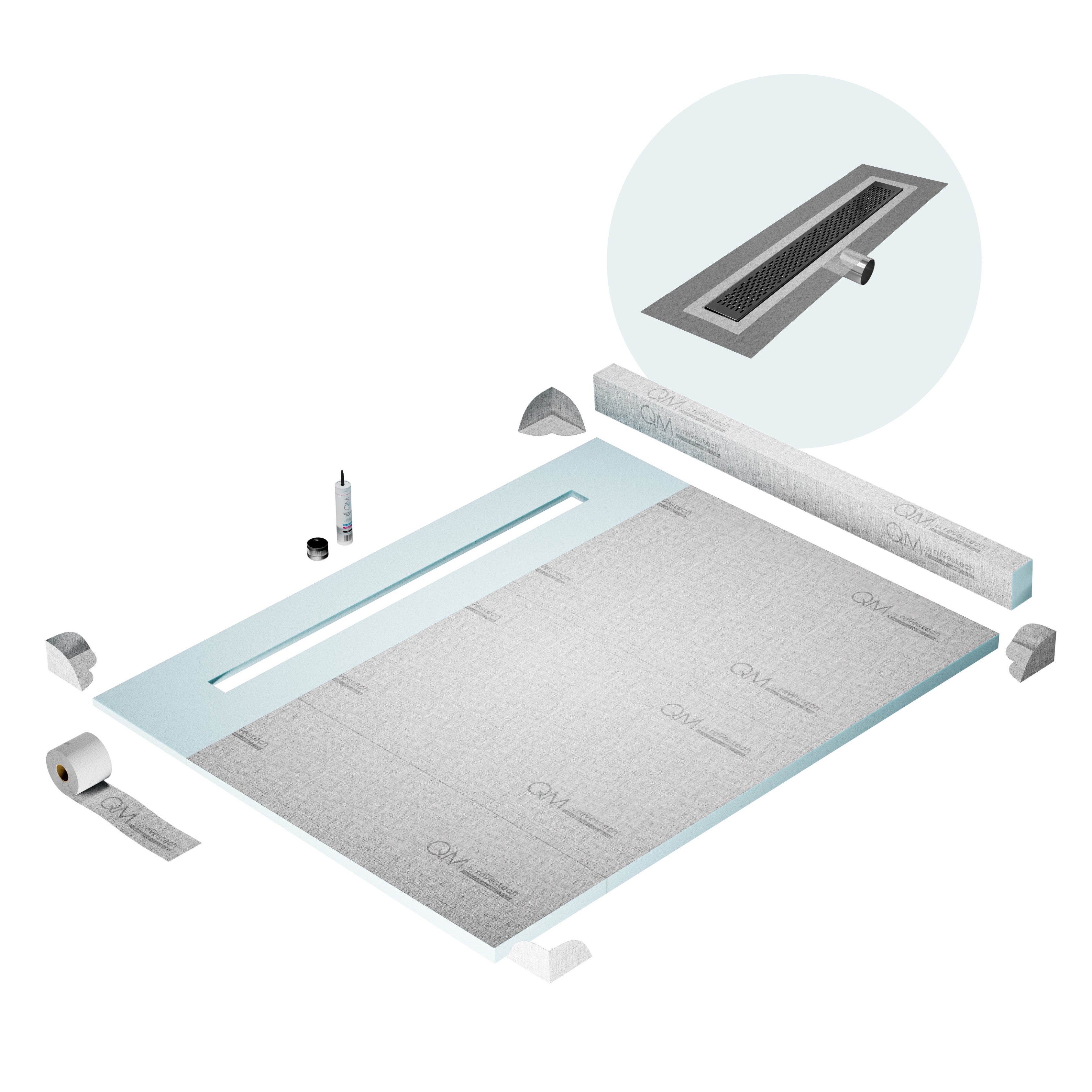 Curb Delta Shower Pan Kit Linear drain