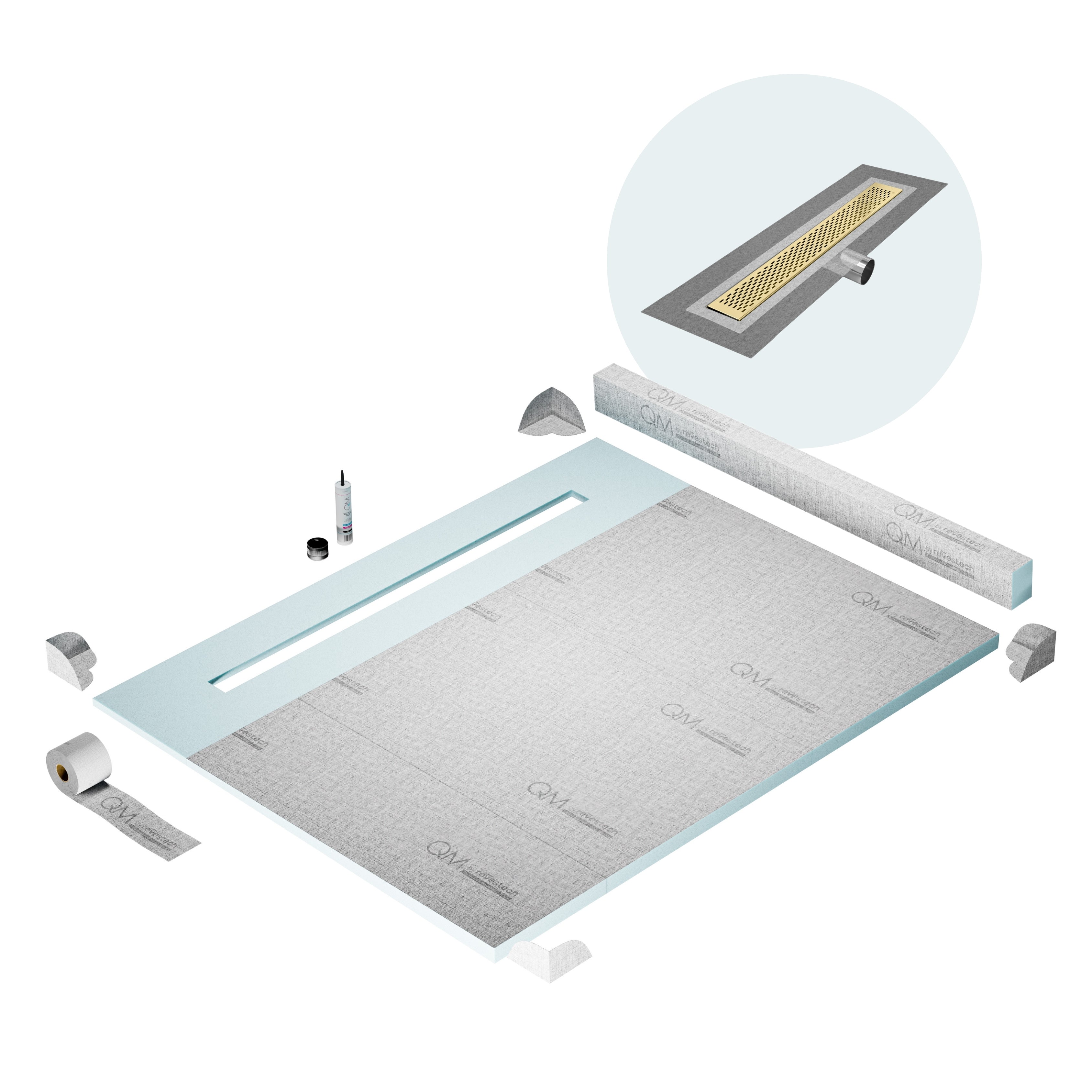 Curb Delta Shower Pan Kit Linear drain