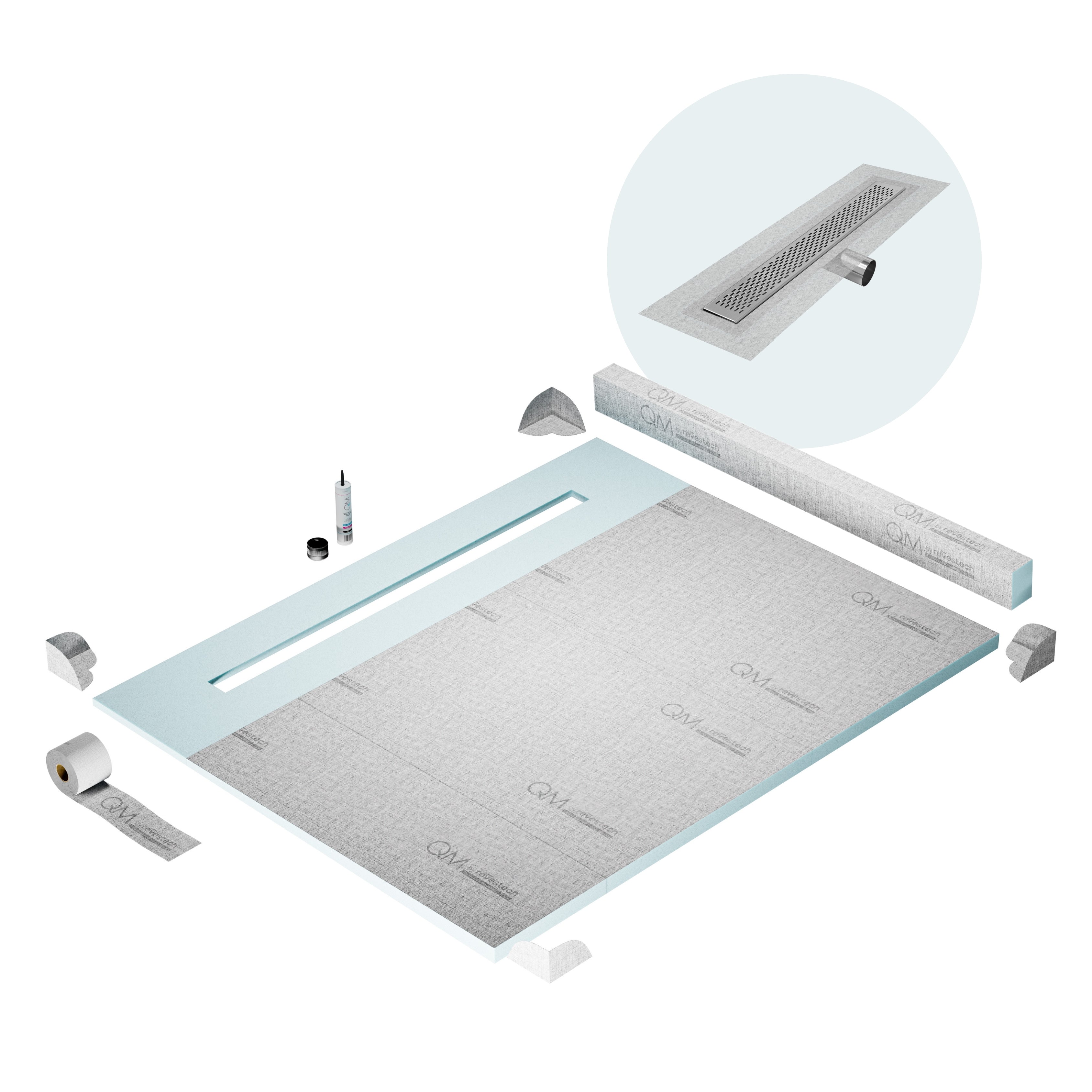 Curb Delta Shower Pan Kit Linear drain